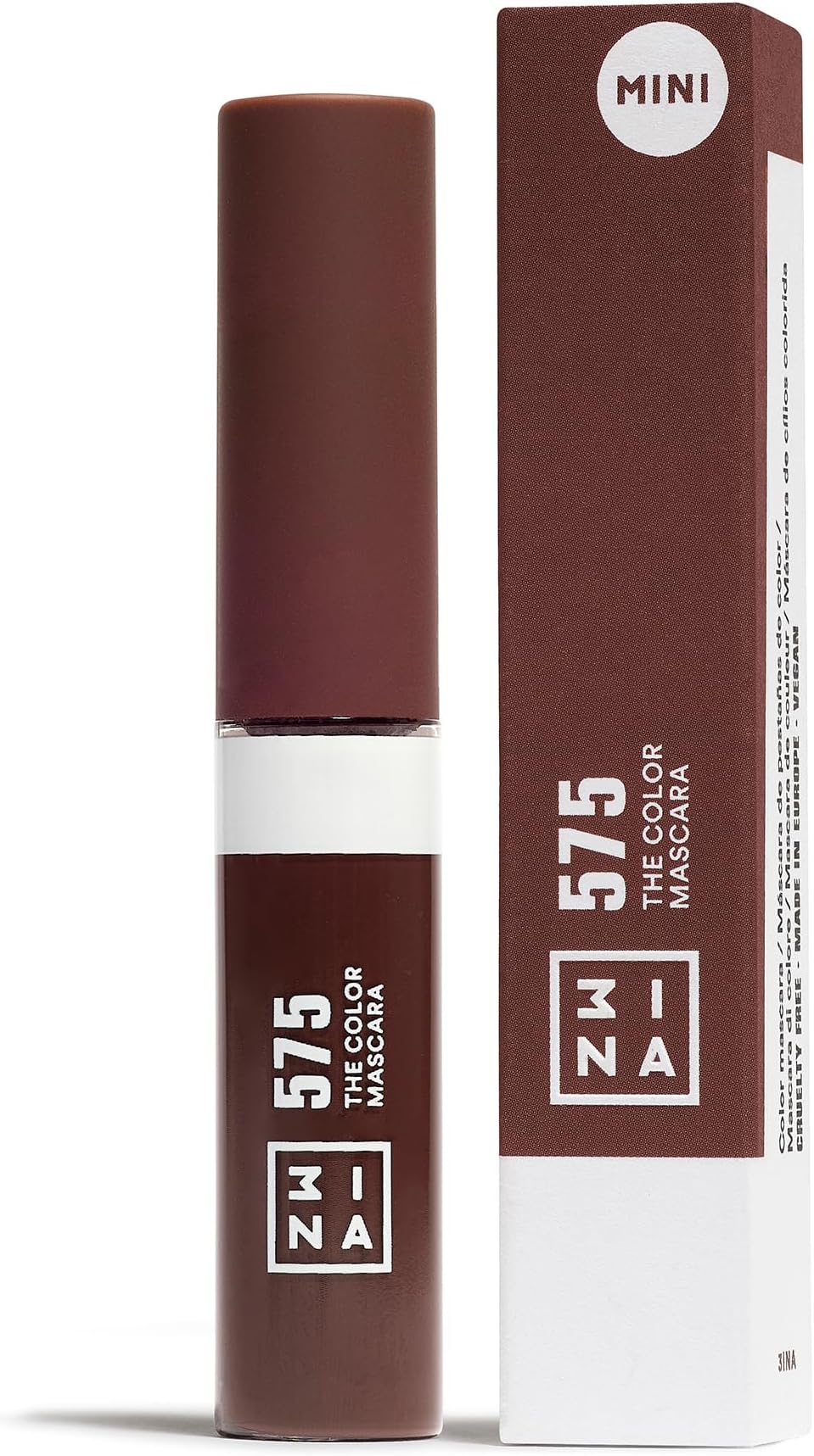 3INA MAKEUP - The Color Mascara 575 (mini) - Brown - with Vegetal Keratin - Volume and Lift Mascara - Travel Size