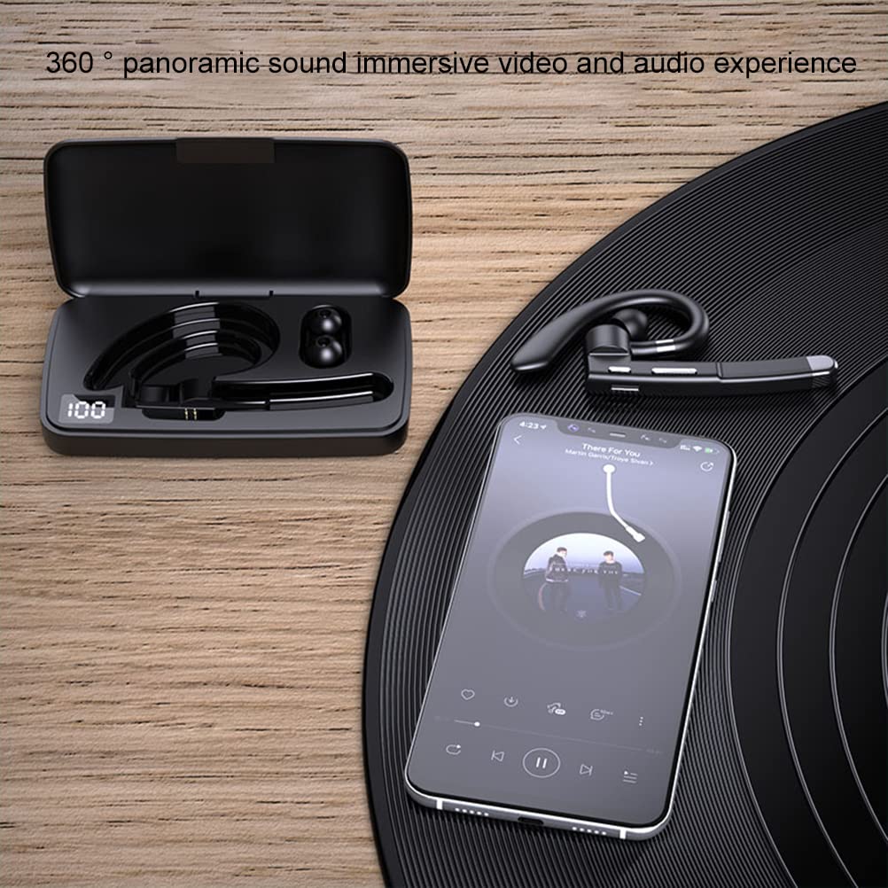 Auricolare Bluetooth Auricolare Vivavoce Girevole a Orecchio Singolo con Custodia di Ricarica per Display della Batteria per la Guida in Ufficio (520 seconda generazione)