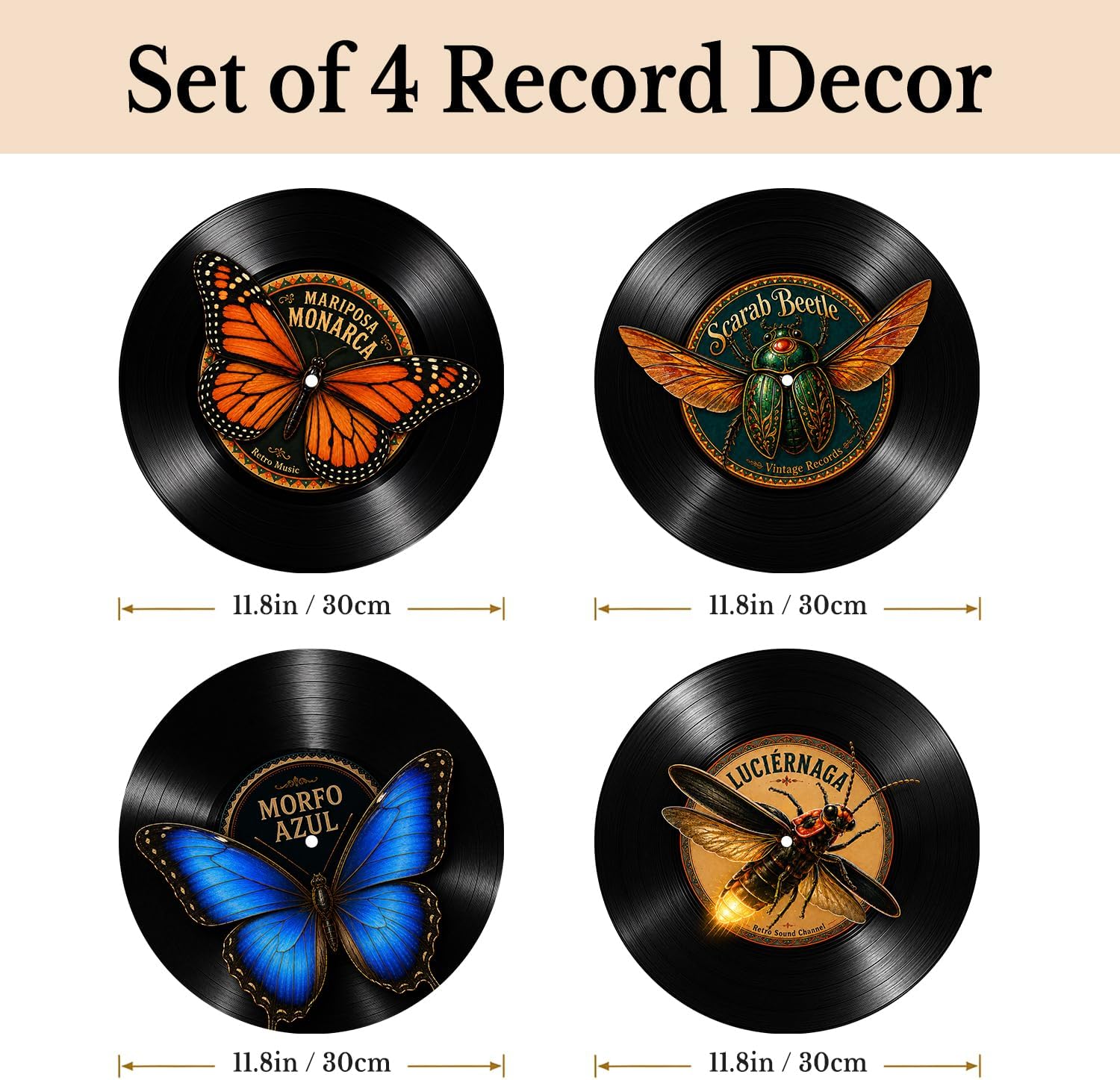 JTYHHURE Vintage Butterfly beetle firefly Decor Vinyl Records Decor (003 image 2