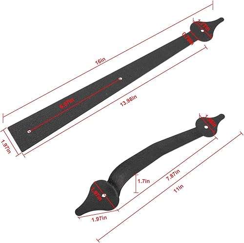 Miniatura 2 de HighFree Paquete de 2 bisagras decorativas de acero para puerta de garaje, accesorios decorativos para casa de carro, manijas falsas de bisagras,