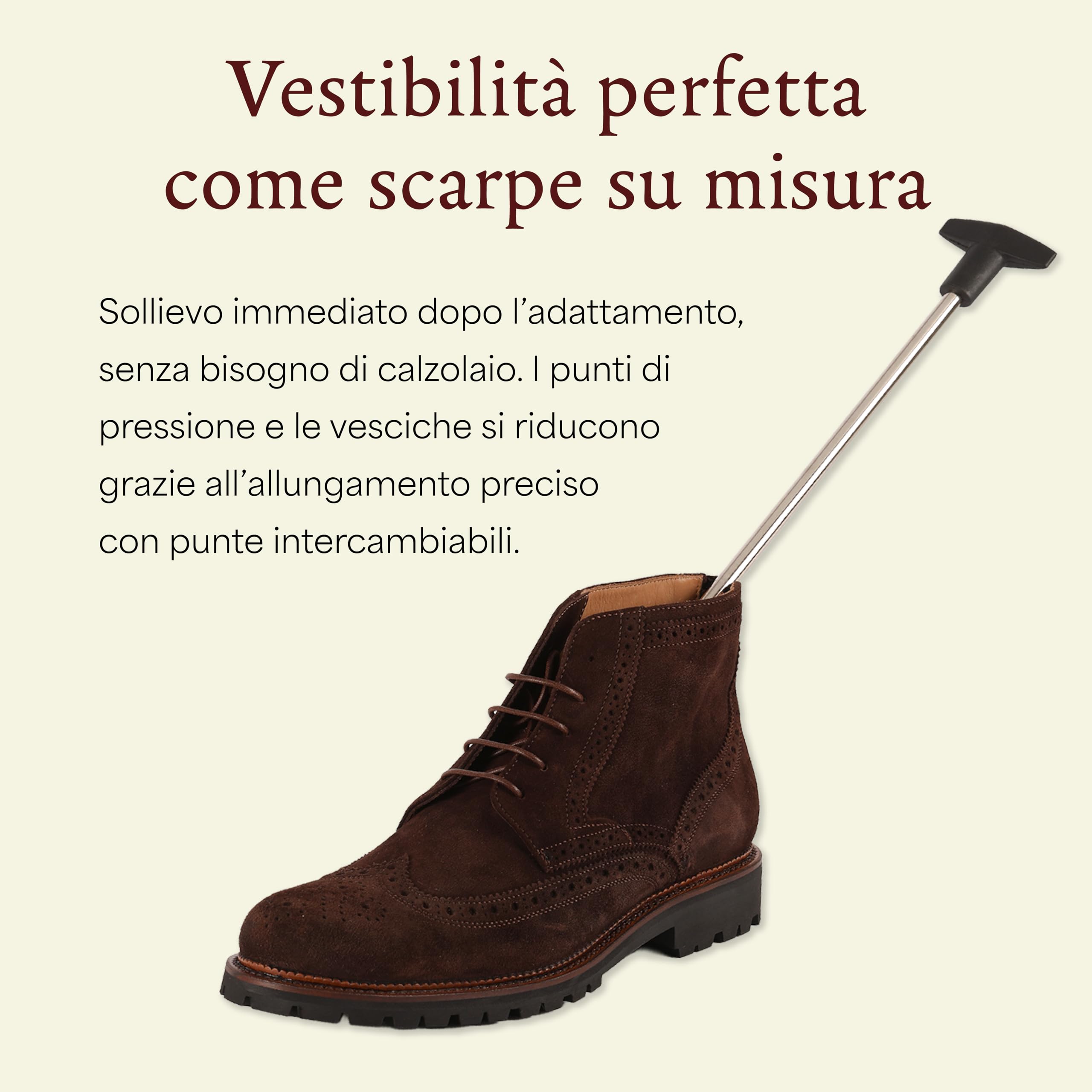 Langer & Messmer allunga scarpe da donne contro le pizzicature di scarpe, stivali o tacchi alti - in legno di faggio massiccio e meccanismo in metallo incluso spray allunga pelle 50ml