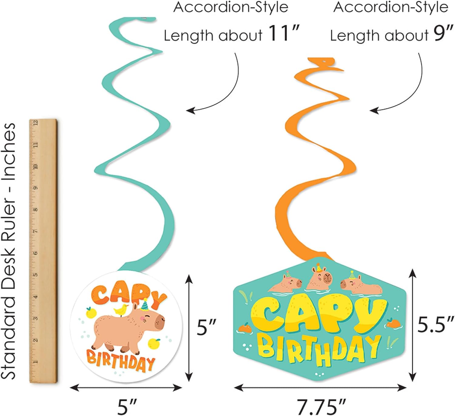 Big Dot of Happiness Capy Birthday - Capybara Party Hanging Decor - Party Decoration Swirls - Set of 40