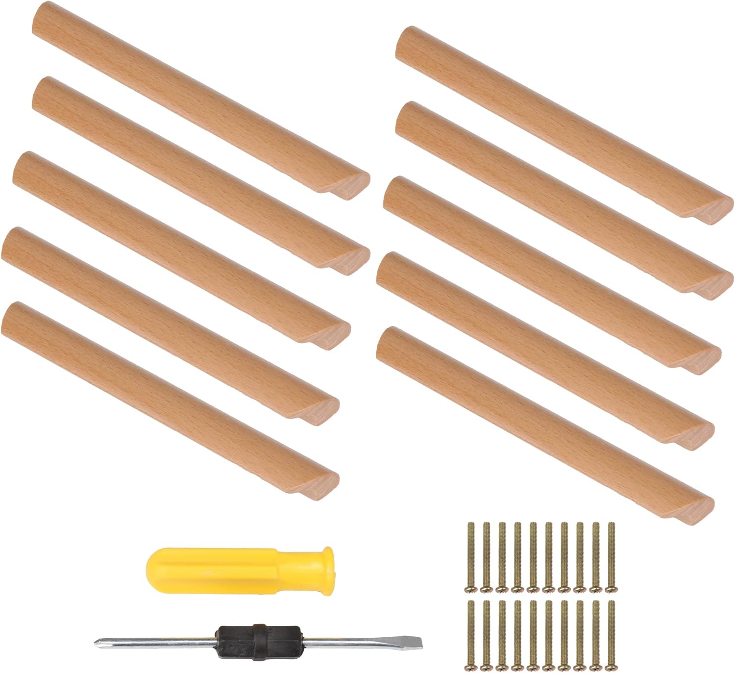 Doublelife 10PCS Wood Unfinished Furniture Pulls Handles - Kitchen Drawer Wardrobe Cupboard Knobs(Hole-to-Hole Distance 128mm)