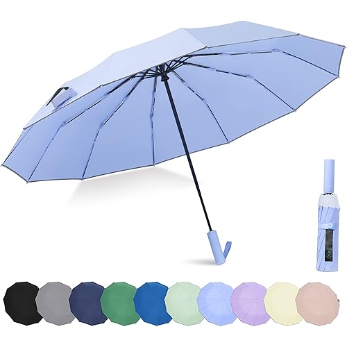 BAODINI Windproof Compact Rain Umbrella for Travel 42/46 Inch Premium Fabric Auto Open Perfect for Purse and Backpack Portable Umbrella for Women and Men