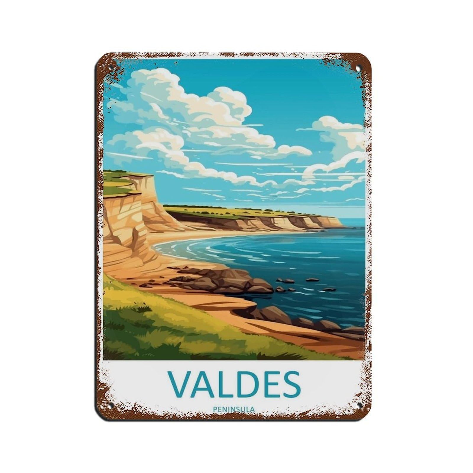 Valdes Peninsula Travel Art Argentina Retro Poster Metal Tin Sign Chic Art Retro Iron Painting Bar People Cave Cafe Family Garage Poster Wall Decoration 12x16inch(30x40cm)