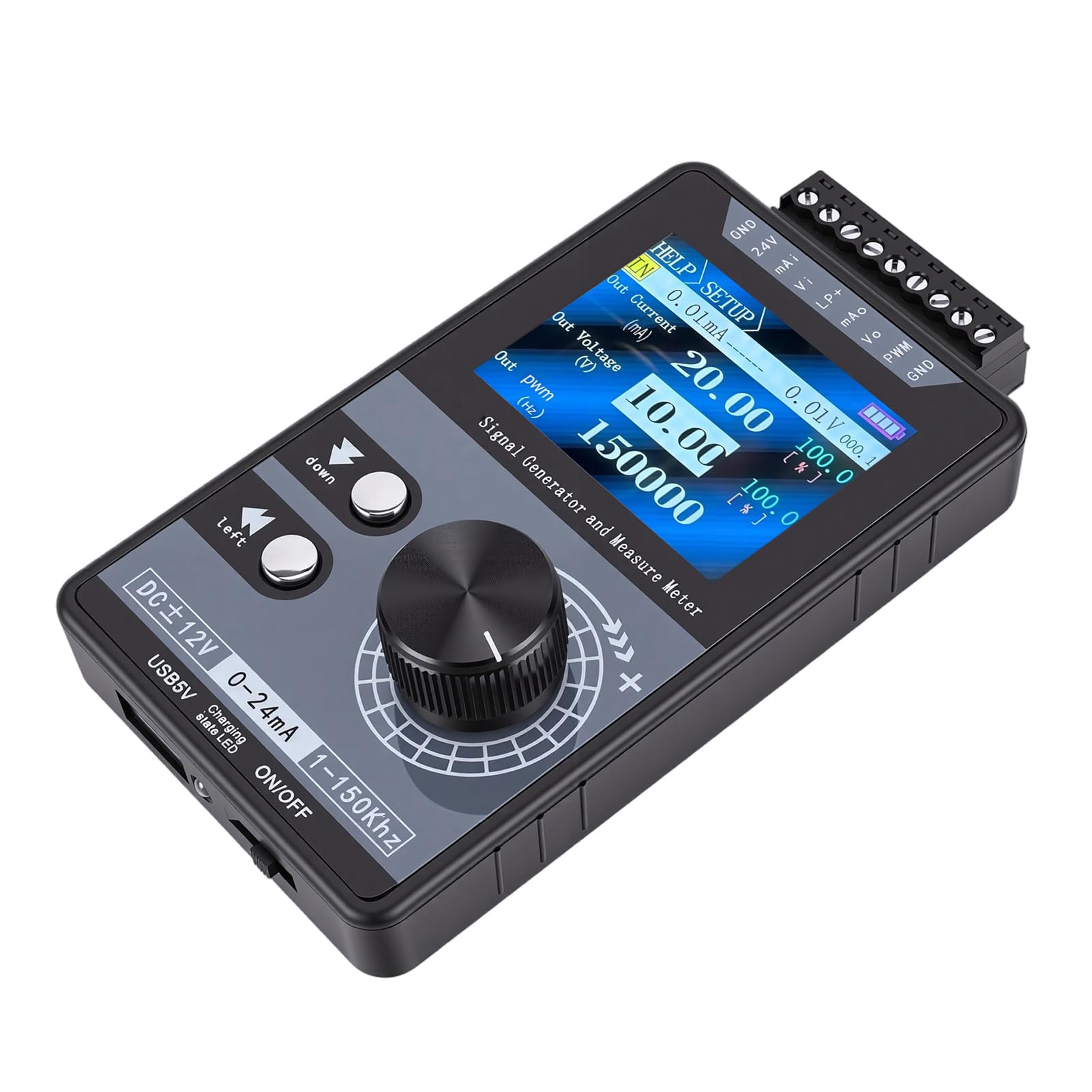 Fabater 4–20 MA Signalgenerator Spannung Strom Simulator 0–100% Einschaltdauer mit Kurzschlussschutz Zur Kalibrierung, Tragbares Signal für Werkstätten, USB Typ C