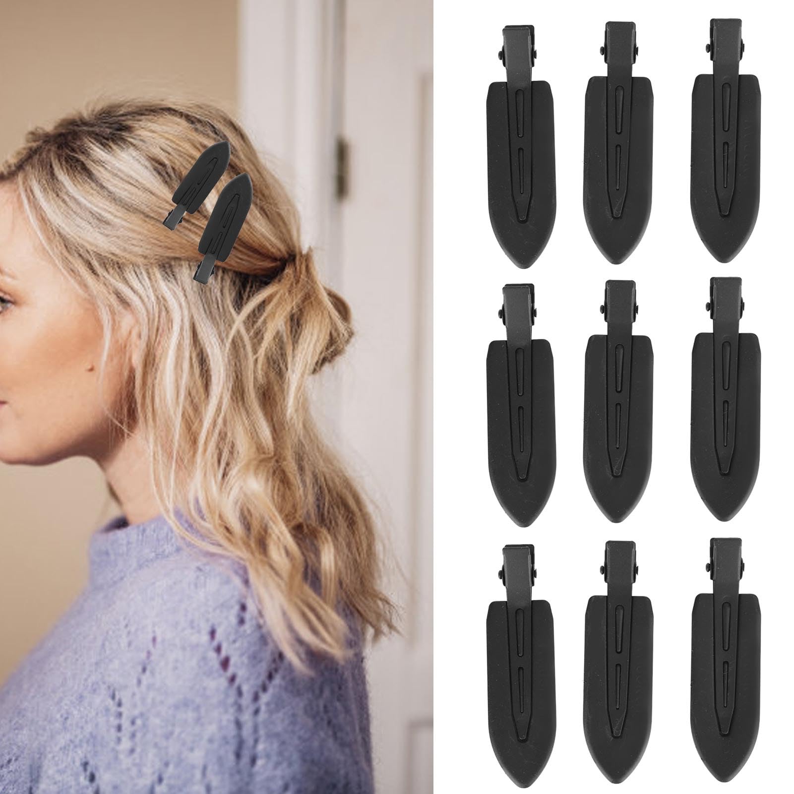 Sonew 21Pcs Creaseless Makeup Hair Clip, Styling Black Leaf Shaped Hair Barrettes, for Home Salon Hairstyle Bangs Application - Image 3