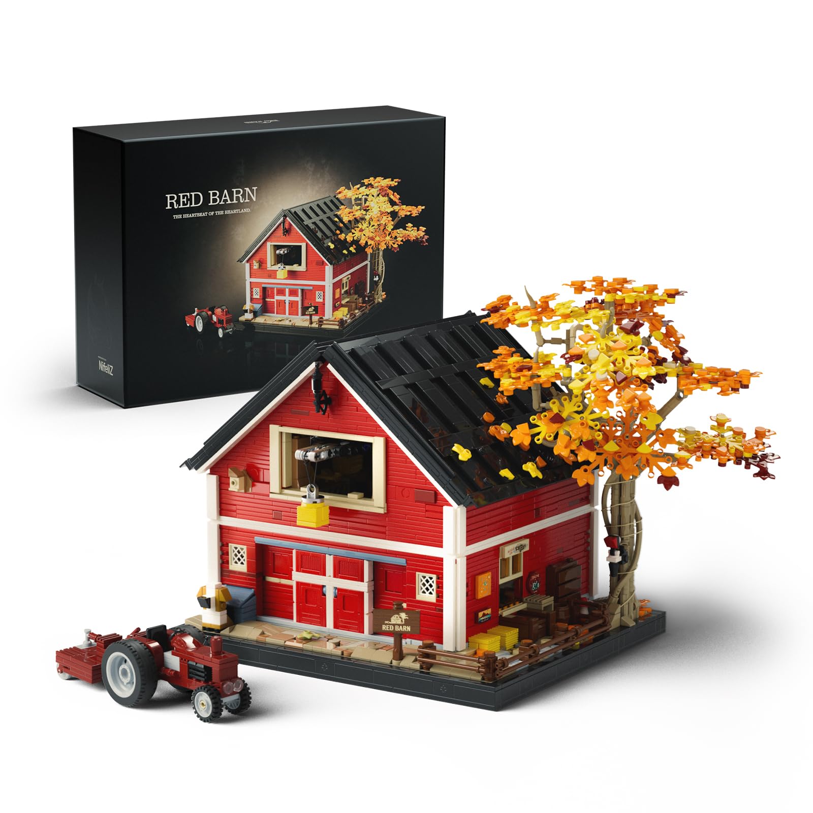 Nifeliz Red Barn Building Set for Adults, Vintage Countryside Style House Model Toy for Display and Home Décor, Highly Detailed Architecture Collectible Gift (3,507 PCS, NF10314)