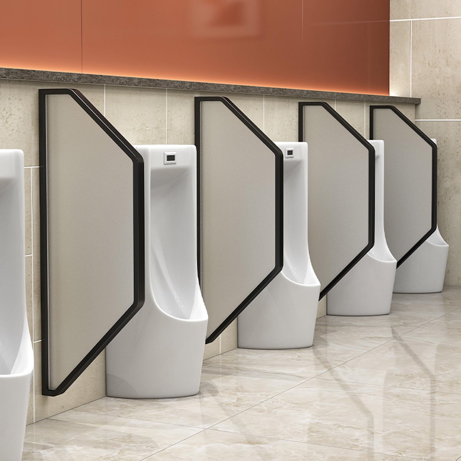 GTHTUHFD Wallmounted Urinal Partition Extender With Tempered Glassideal For Public Restrooms In Shopping Malls Hotels And Bars,Black a-1Pcs