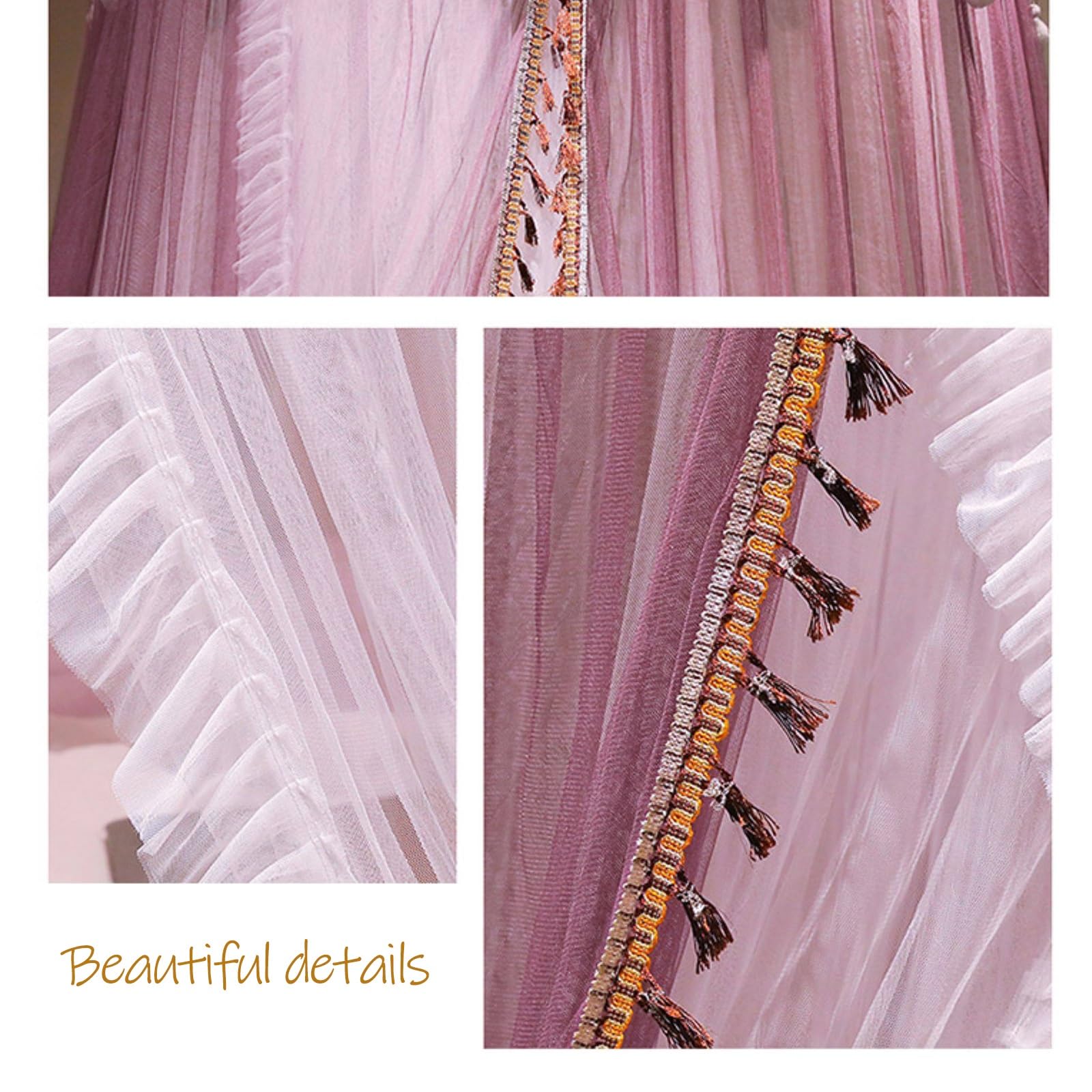 SARKEY Prinzessinnen Betthimmel,Bettvorhang,Feines Durchsichtiges Netz,Kuppelbetthimmel,für Mädchen Und Erwachsene,romantisch Für Hochzeit,Schlafzimmer,Dekoration(Dusty Purple)