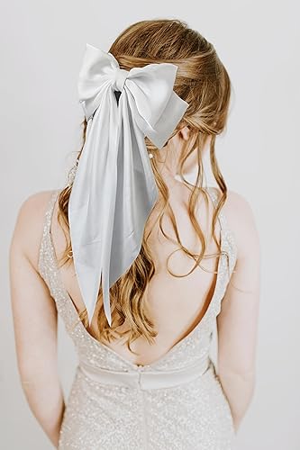 Miniatura 3 de Hjiaruiky 2 lazos para el cabello para mujeres, lazos grandes de satén de seda, pinzas para el cabello, lindos y grandes, pinzas para el cabello