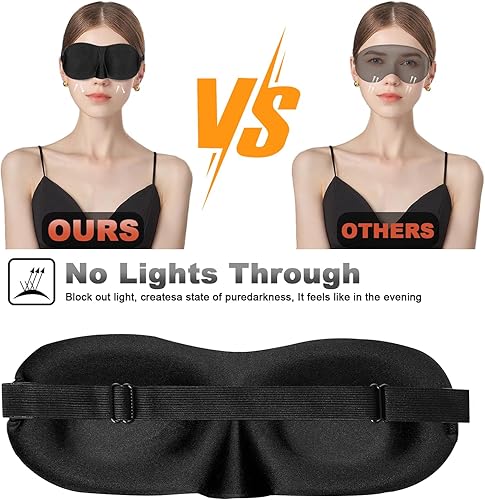 Miniatura 2 de Máscaras para dormir para mujeres y hombres, cubierta opaca para ojos vendados para viajes, máscara de ojos 3D para sueño profundo, máscara de
