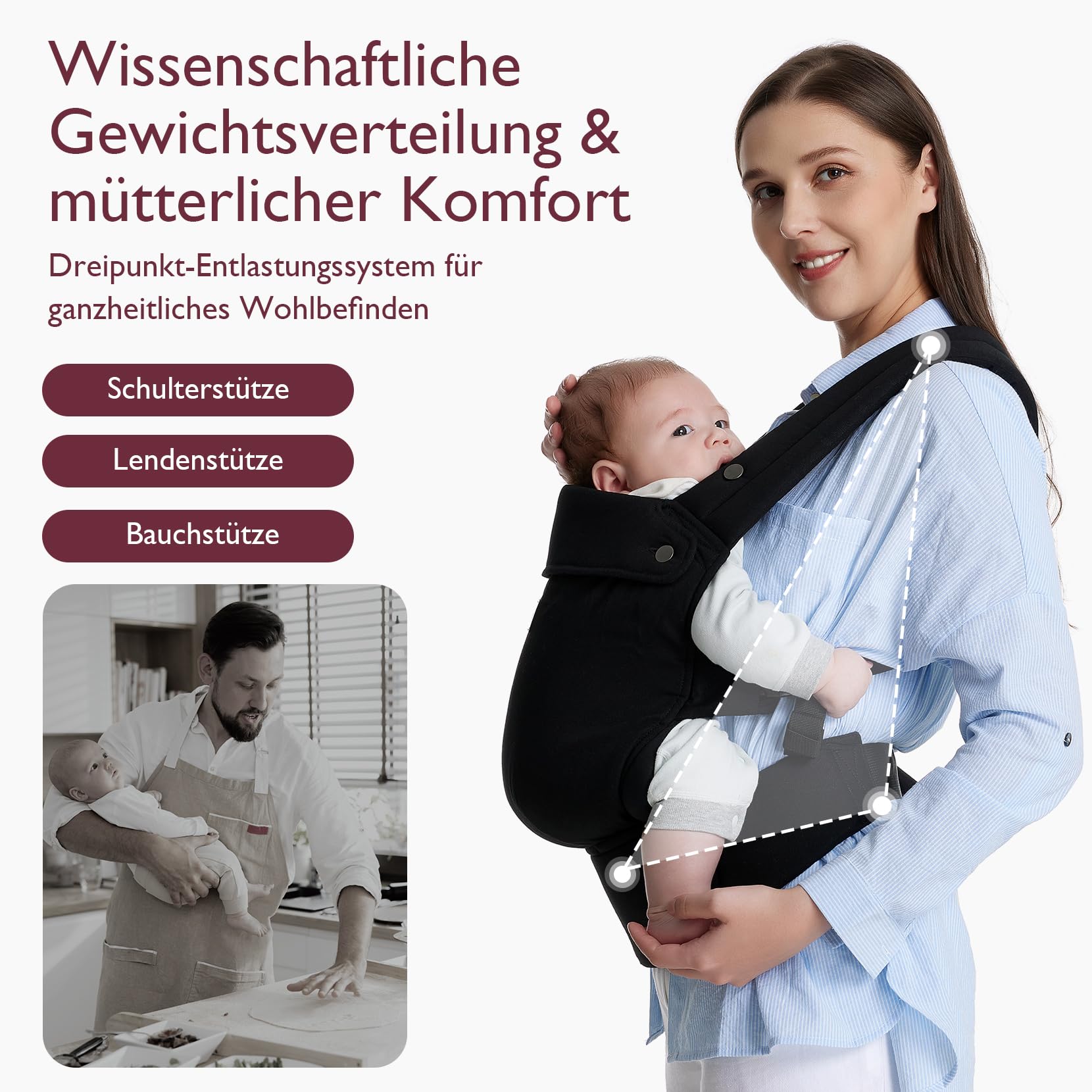 Momcozy Babytrage – Baby Carrier für Kleinkind(3–24 Monate) · Ohne Einsätze & Momcozy WN06 Tragbare White Noise Machine Baby mit Nachtlicht – Weißes Rauschen Gerät für Neugeborene