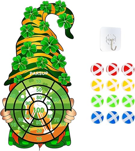 Juego de mesa de dardos para niños del Día de San Patricio, juegos de mesa de fiesta irlandesa con 12 bolas de palo, juegos al aire libre del día de