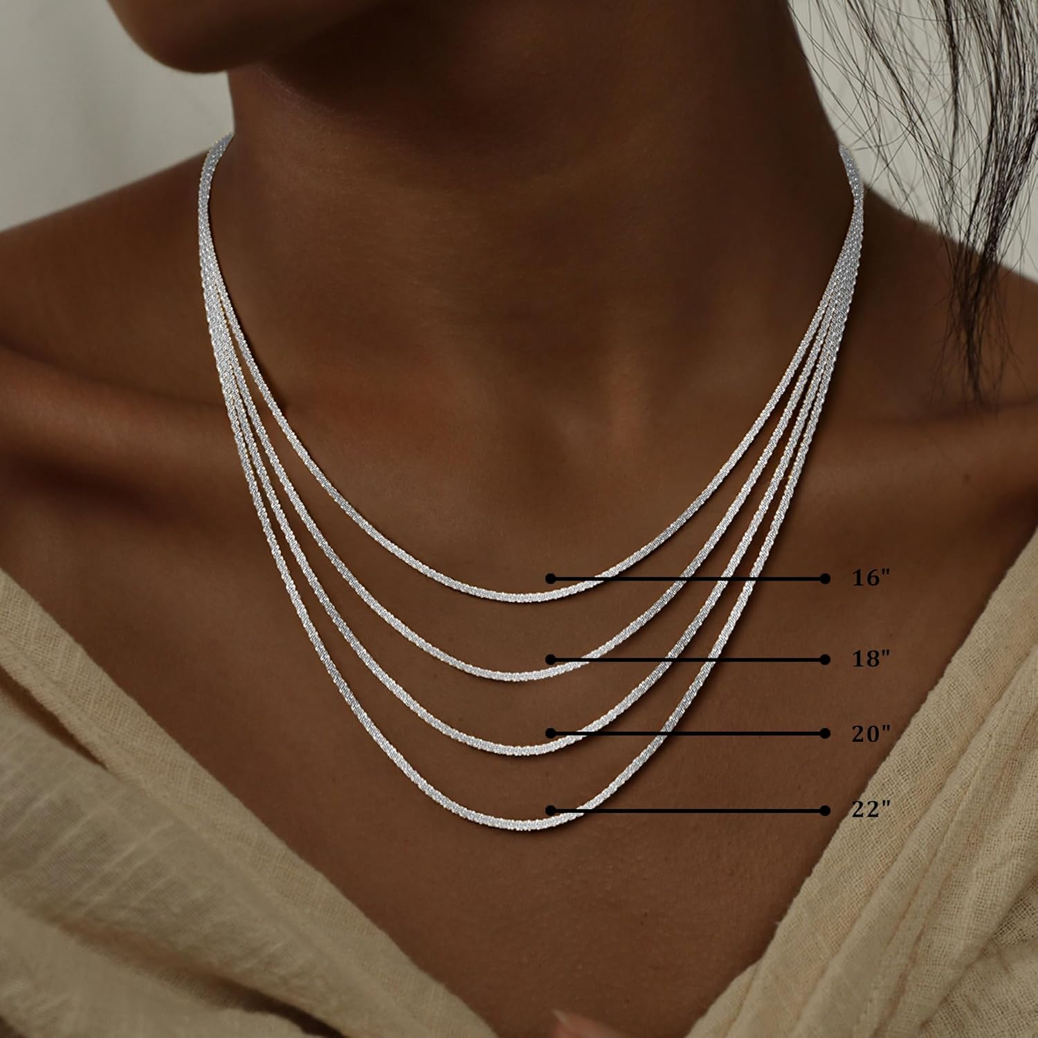 S925 Sterling Silver Sparkly Chain Necklace for Women - 0.8mm Sterling Silver Sparkly Chain Necklace Thick Sturdy Colourfast Chains Necklaces Jewelry for Women 16/18/20/22 Inch - Image 6