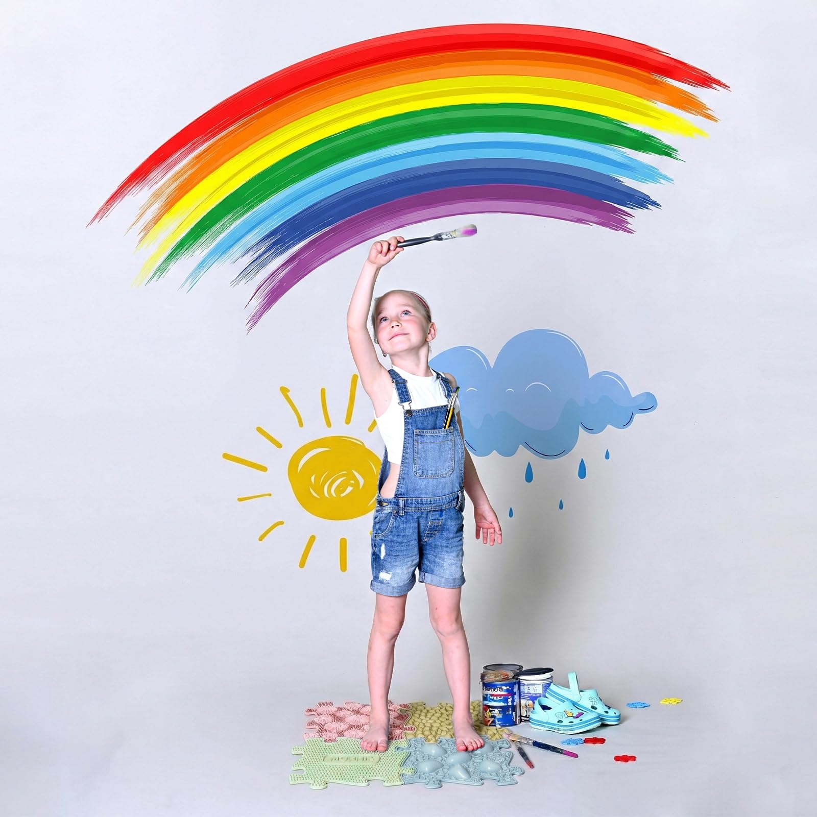 MUFFIK Zestaw mat sensorycznych, Werde EIN MUFFIK Puzzle dla niemowląt, ortopedyczne kamienie do balansowania dla dzieci, pastelowe kolory, zabawki sensoryczne, 4 części, 55 x 55 cm, mata do zabawy