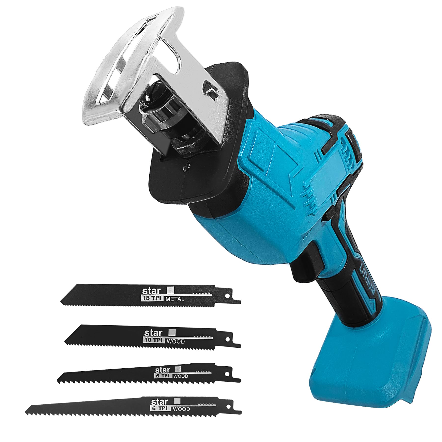 Sierra de sable con batería compatible con batería Makita de 18 V, ideal para trabajos de sierra con madera, versión compacta, incluye 4 hojas de sierra sable, sin batería ni cargador
