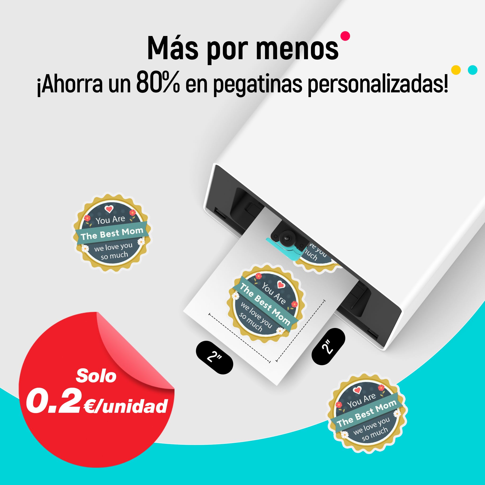 Liene Papel Pegatina & Cartucho (Adhesión Mejorada) – 2 Recargas de tinta + 72 Hojas 10x18 cm, Sublimación Térmica Impermeable, Compatible con Liene PixCut S1