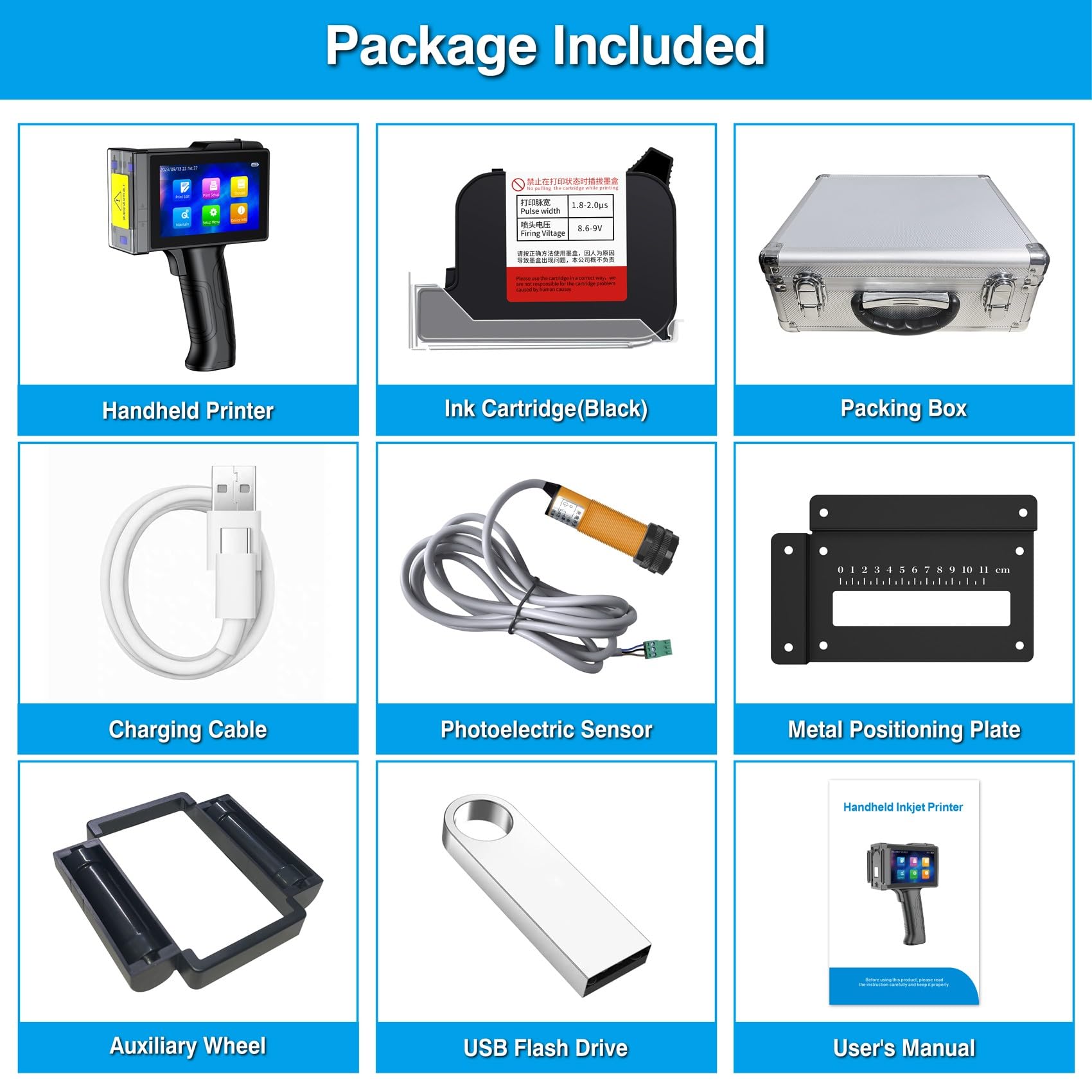 Agendepoint.it Stampante Palmare Portatile TIJ800 a Getto D'inchiostro PortatileTouch da 5 Pollici per Logo/Immagine/Codice a Barre