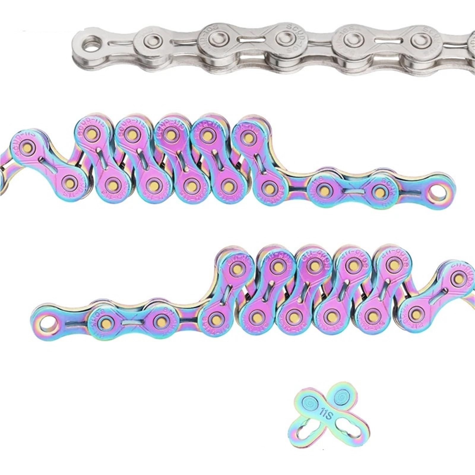 Compatibile con la catena for bici cava RIRO 9-12 velocità | Trasmissioni MTB da strada 9-12 velocità anodizzate a 126 maglie(Colorful X12EL)