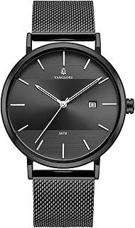 Relógio masculino de pulso minimalista preto fosco aço inoxidável 40