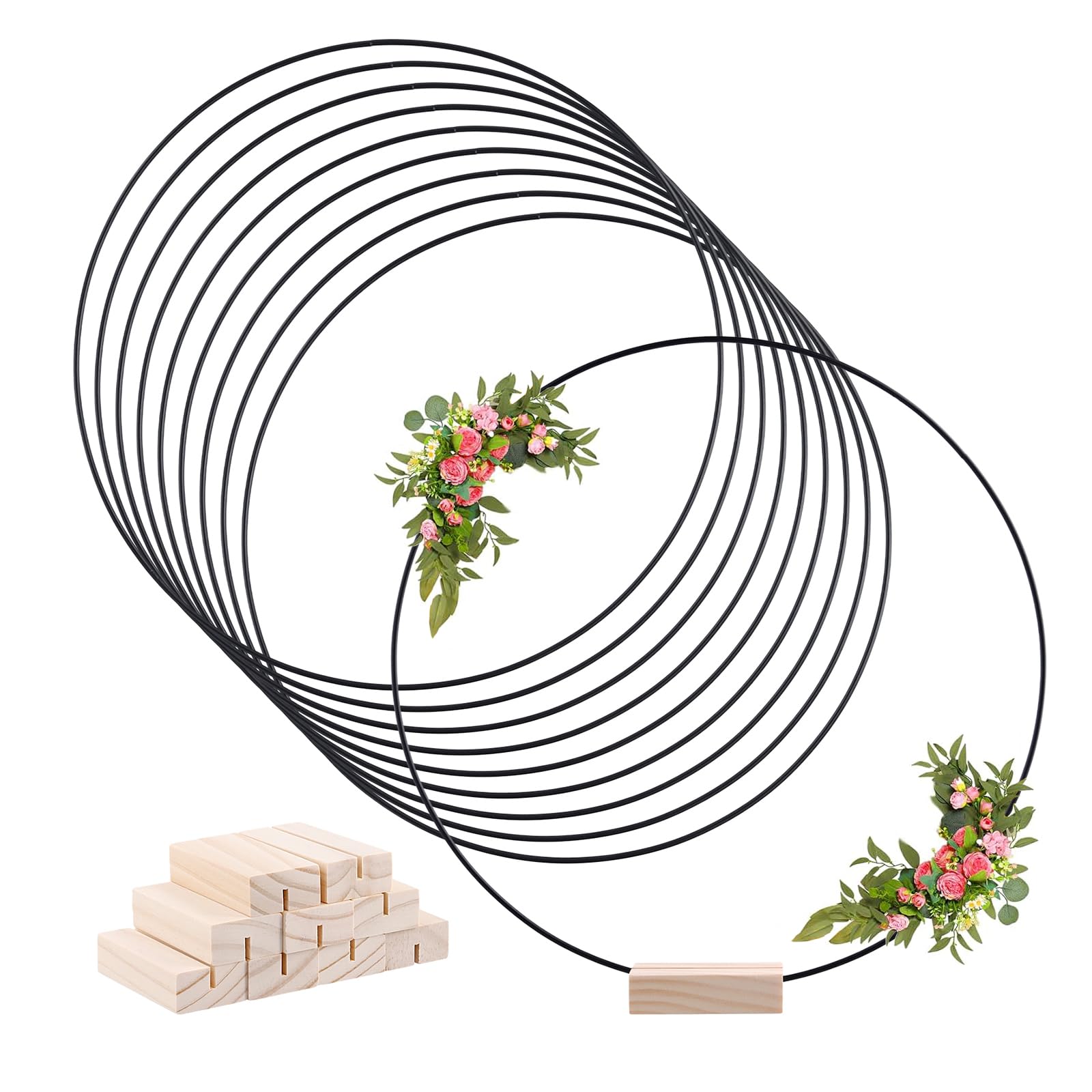 MUNGHOK 10 Stück 30cm Metallringe zum Basteln Schwarz, Metal
