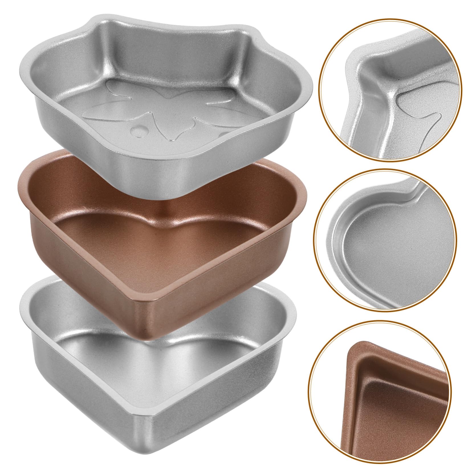 Cabilock 5 Juegos Mini Molde Para Pastel Molde En Forma De Corazón Molde Muffins Moldes De Gelatina Antiadherentes Bandeja Para Hornear De Bricolaje Acero De Alto Carbono 3 Piezas * 5