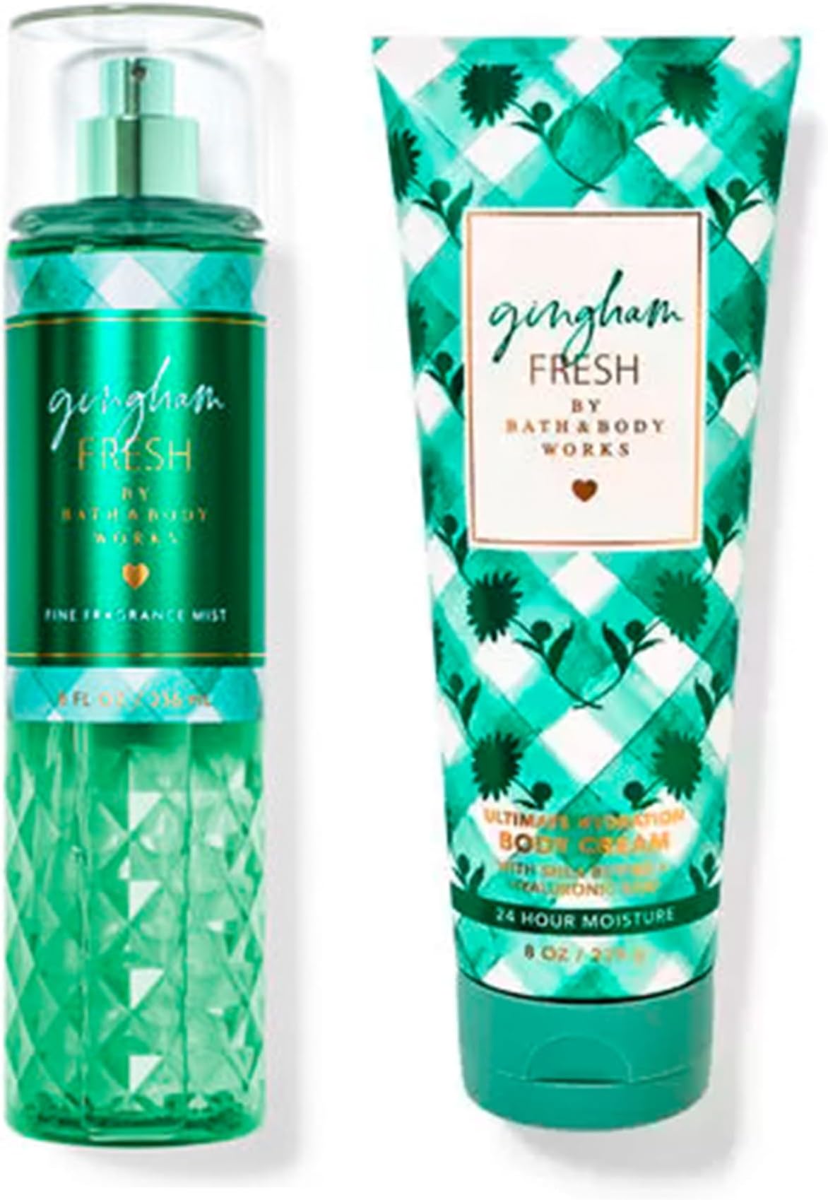 B&BW - Bath and Body - Gingham Fresh- 2 pc Bundle - Duo - Fine Fragrance Mist 8 oz. & Ultimate Hydration Body Cream 8 oz. - 2 Piece Set