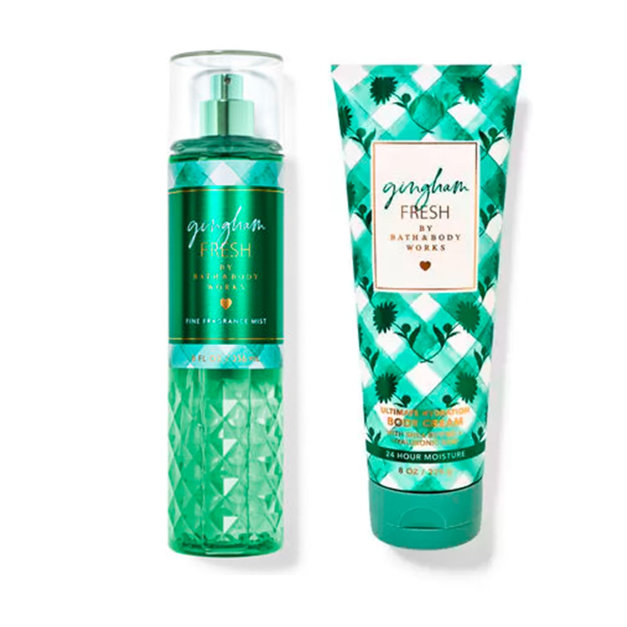 B&BW - Bath and Body - Gingham Fresh- 2 pc Bundle - Duo - Fine Fragrance Mist 8 oz. & Ultimate Hydration Body Cream 8 oz. - 2 Piece Set