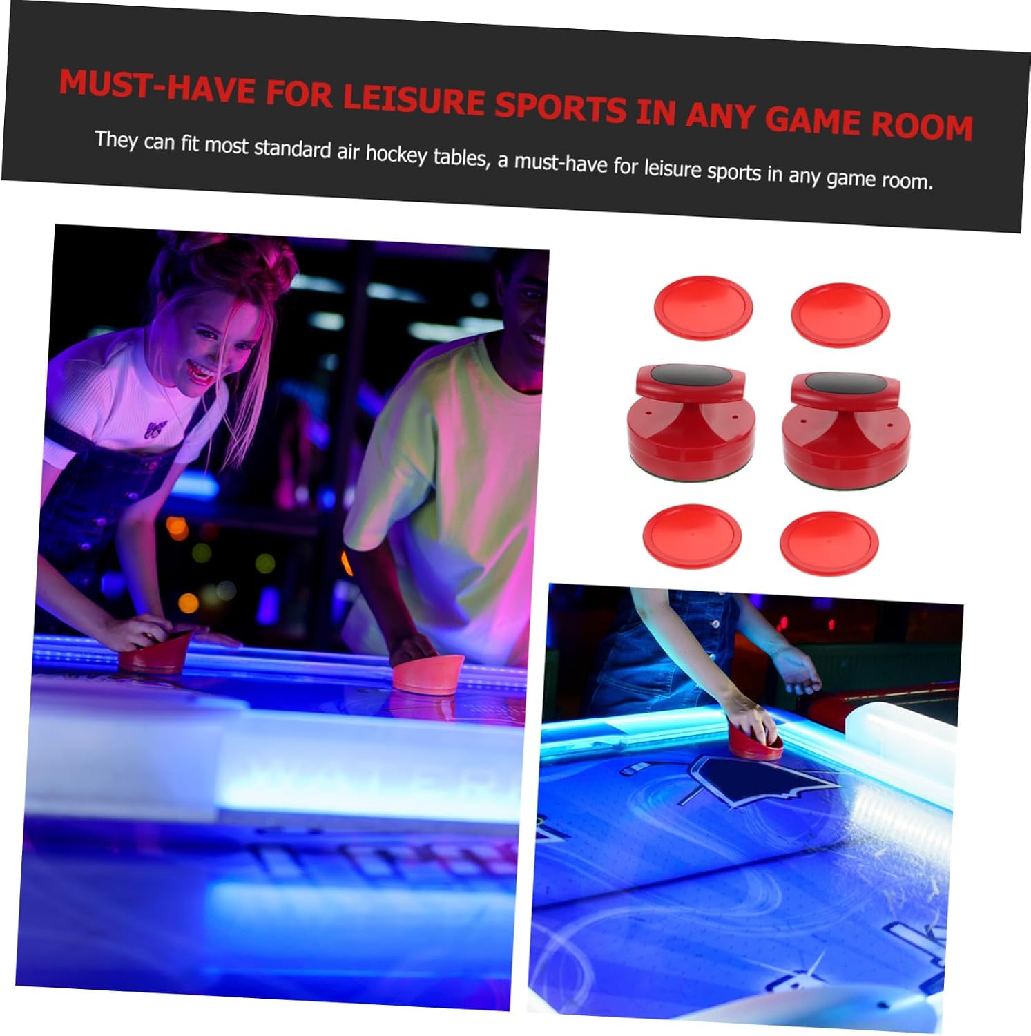 Air Hockey Puck and Pusher Plastic Replacement Parts for Air Hockey Tables Standard Pushers for Game Family Fun