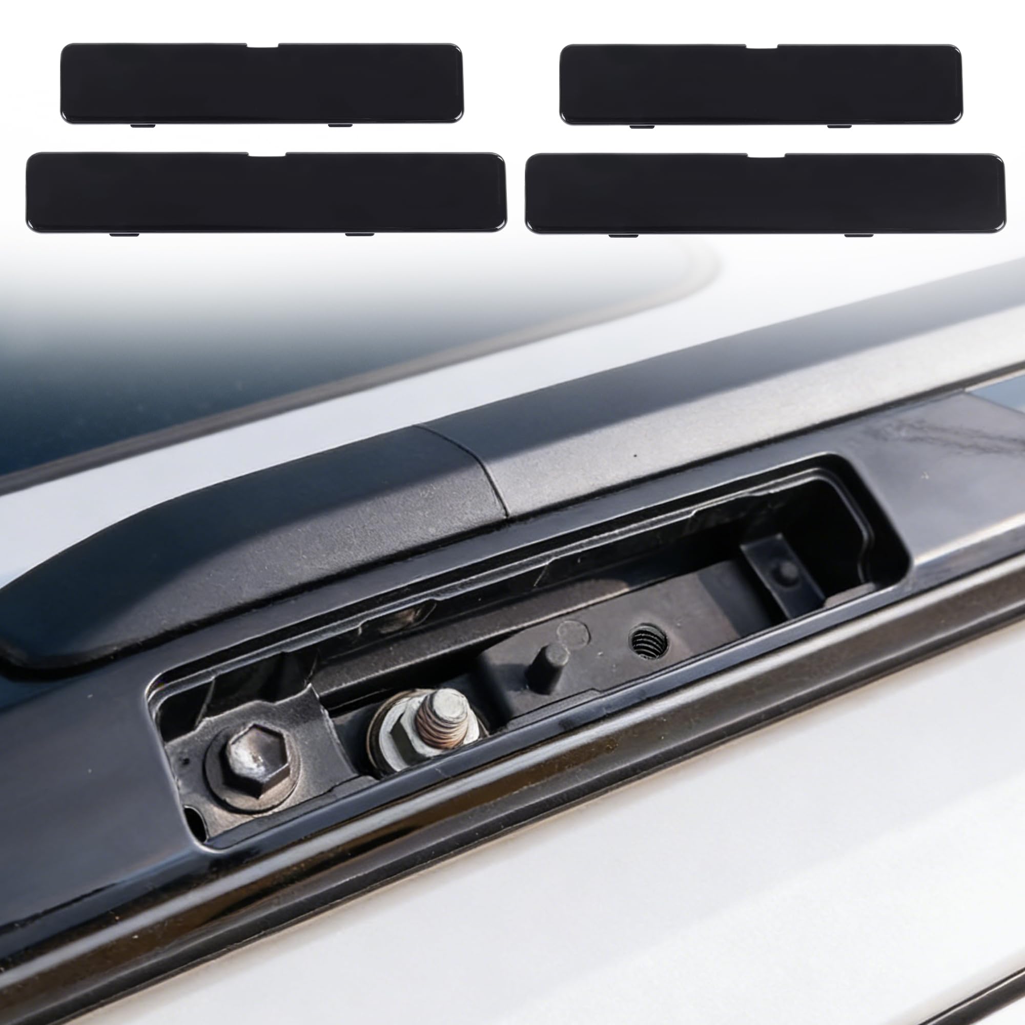 Photo 1 of Roof Rails Rack End Cover Compatible with Toyota RAV4 2019-2024 ABS Roof Rack Cover Cap Shell Replacement 4Pcs Glossy Black Exterior Accessories