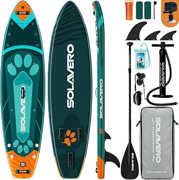 SOLAVERO 116" Inflatable Stand Up Paddle Board for Adults, 550lb Capacity