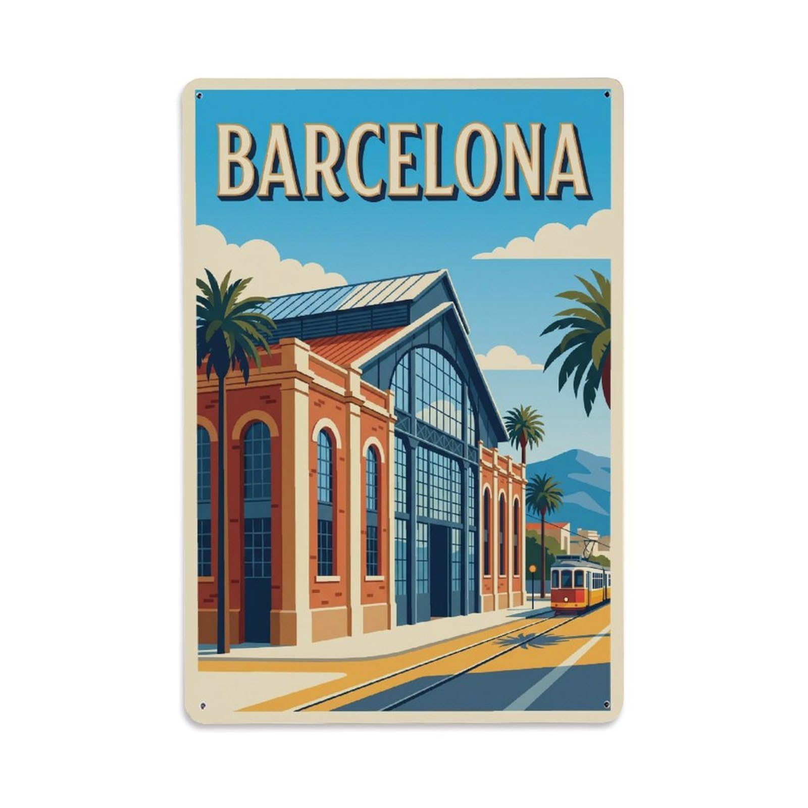 Vintage Travel Warehouse Spain Industrial Metal Tin Sign