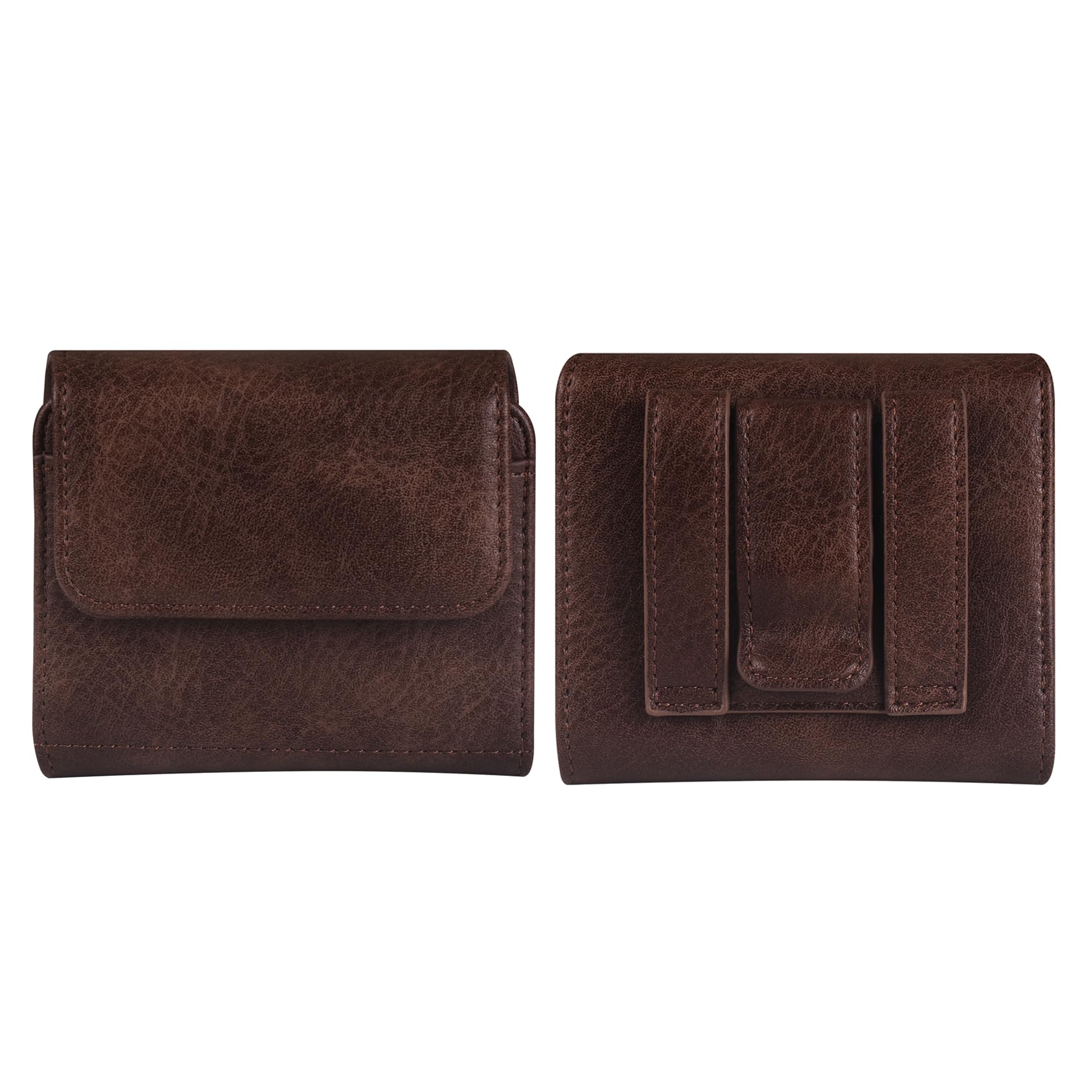 Leather Phone Belt Pouch Compatible with Samsung Galaxy Z Flip 7/6/5/4/3/2/5G/Motorola RAZR 5G/Huawei Pocket 2/P50 Pocket, Men's Belt Holster Clip Cell Phone with Card Holder