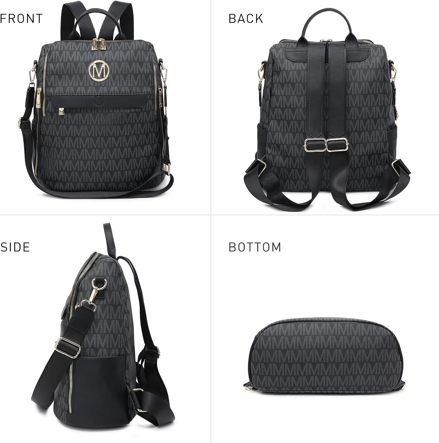 MKP Women Fashion Backpack Purse PU Leather Convertible Medium Ladies Rucksack Travel Shoulder Bags Handbag and Purse 2Pcs - Image 5