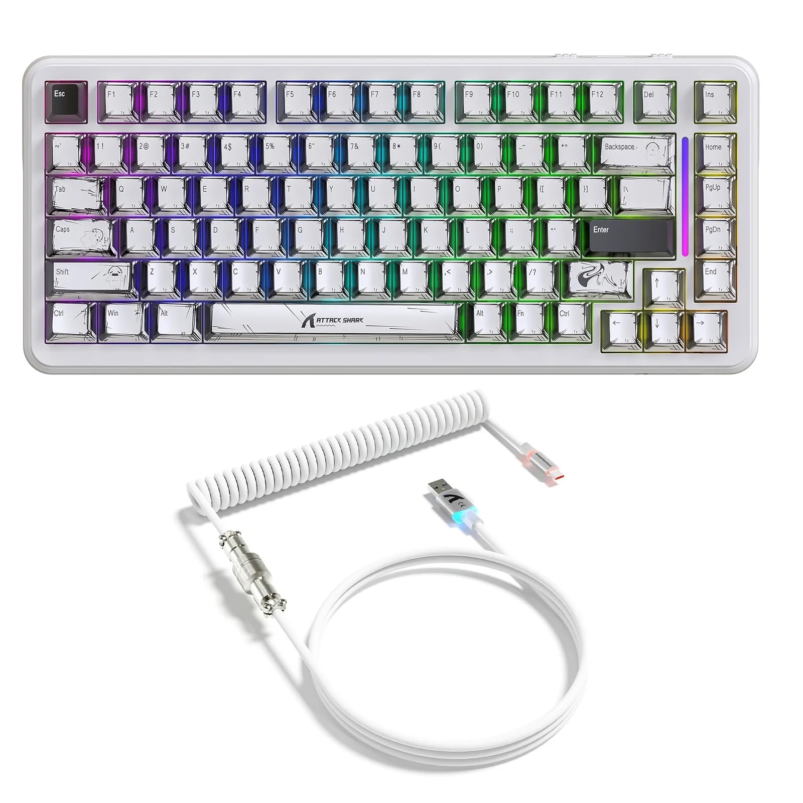 ATTACK SHARK X82 PRO HE Magnetic Gaming Keyboard,8KHz Polling Rate,Adjustable Actuation Rapid Trigger,Tri-Mode Wireless PC Keyboard with 5000mAh