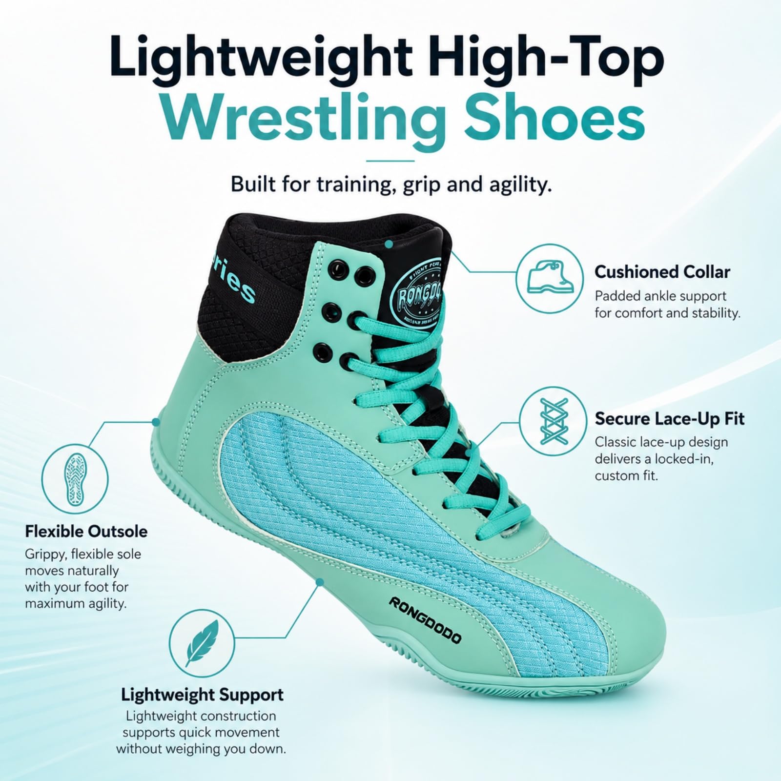 Hixingo Chaussures de Lutte pour Homme Femme 36-46, Chaussures de Boxe avec Antidérapantes Semelles en Caoutchouc Légère et Respirantes pour Boxe, Kickboxing, Lutte