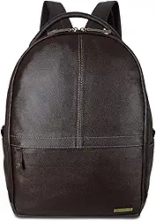 Mochila Grande de Couro Bovino Com Suporte Para Notebook Cor:Marrom