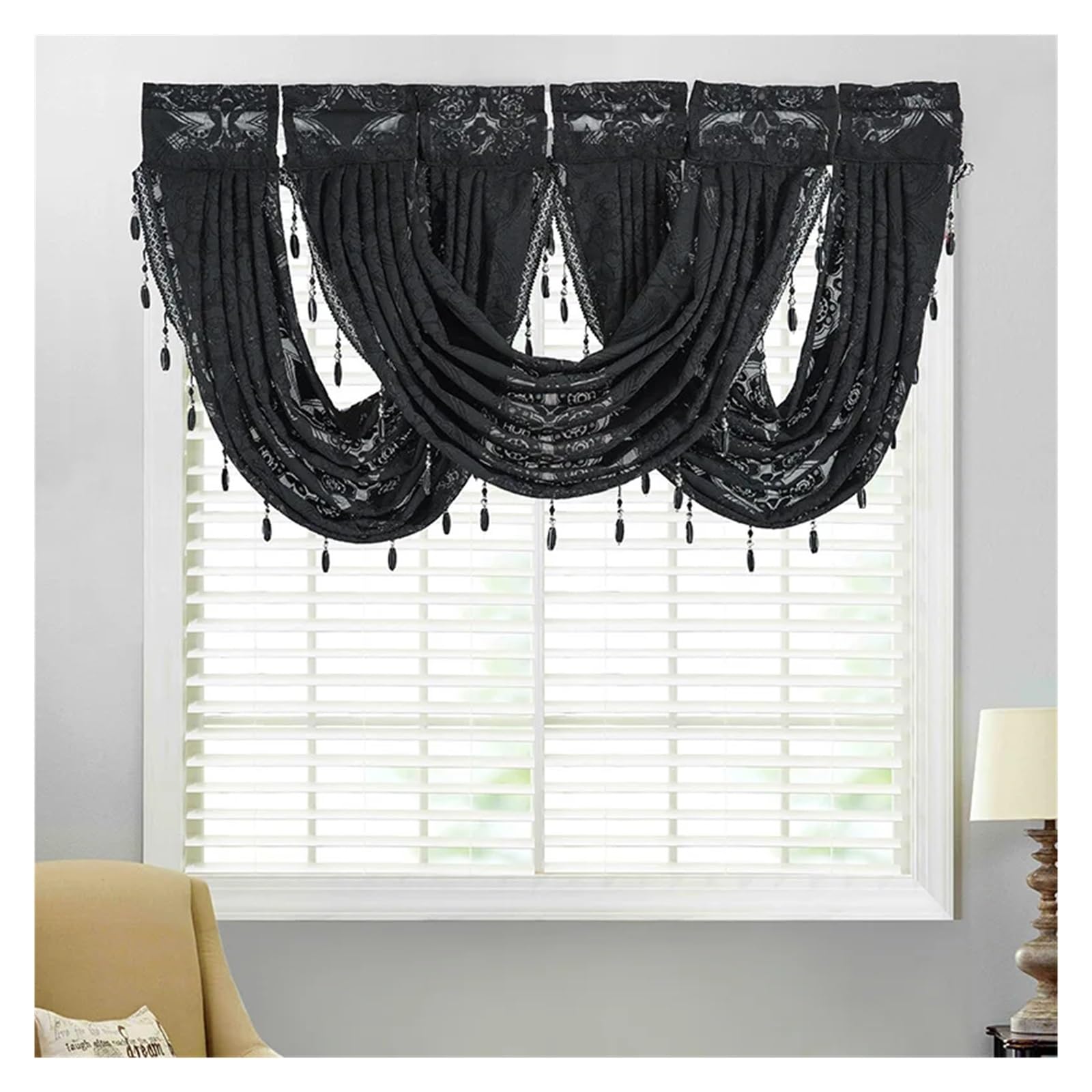 DSFIHJO Valance Curtains Modern Tassel Valance Voile Swags For Windows