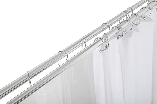 Miniatura 5 de Utopia Alley Barras de cortina de ducha dobles ajustables de 72 pulgadas, aluminio inoxidable con tapa de goma y fácil instalación, extensibles,