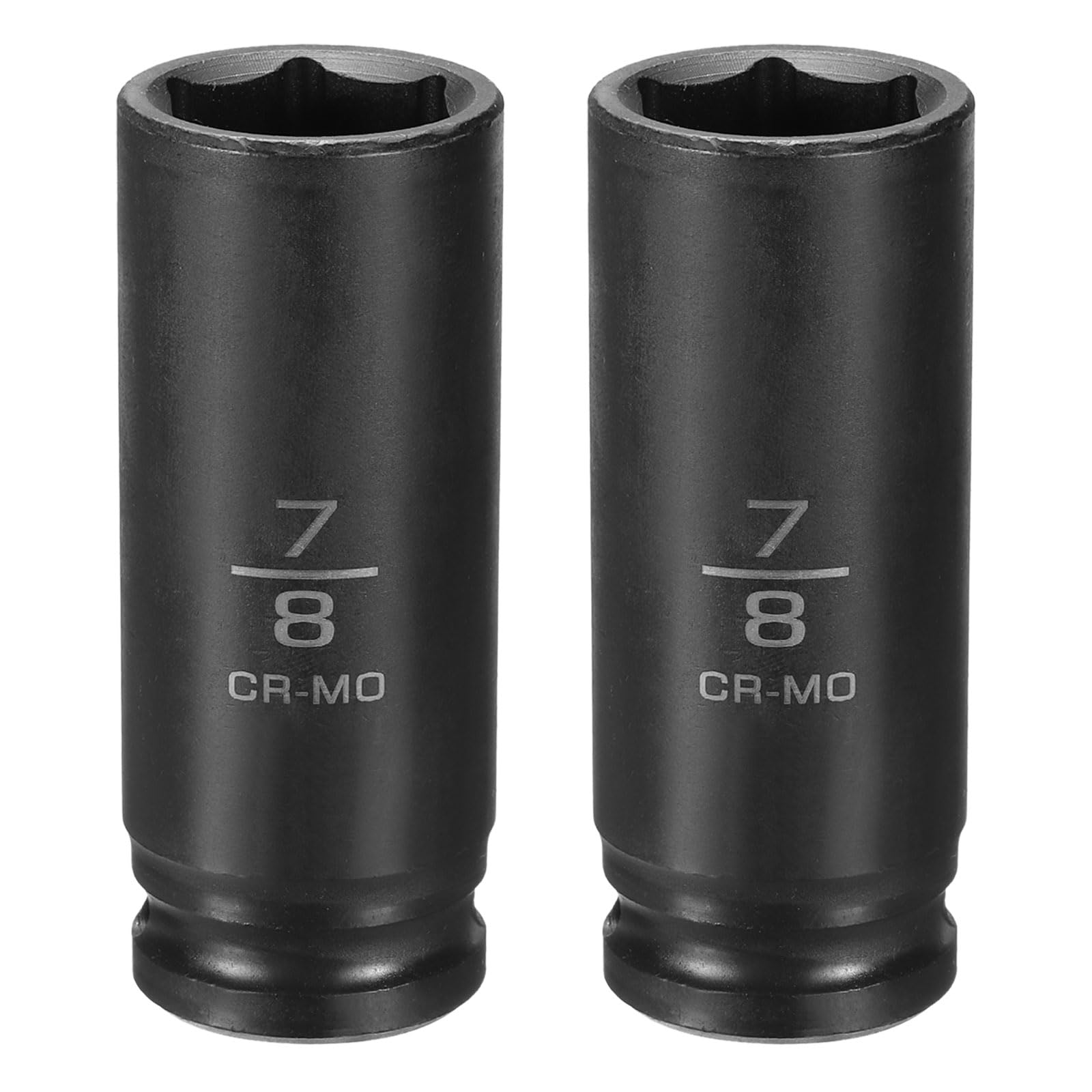 sourcing map 2pcs 6 Point Shallow Impact Socket 7/8" Socket 1/2" Square Drive 78mm (3.1") Long 40CRMO for Home Auto Axle Hex Nuts Bolts Repair, Black