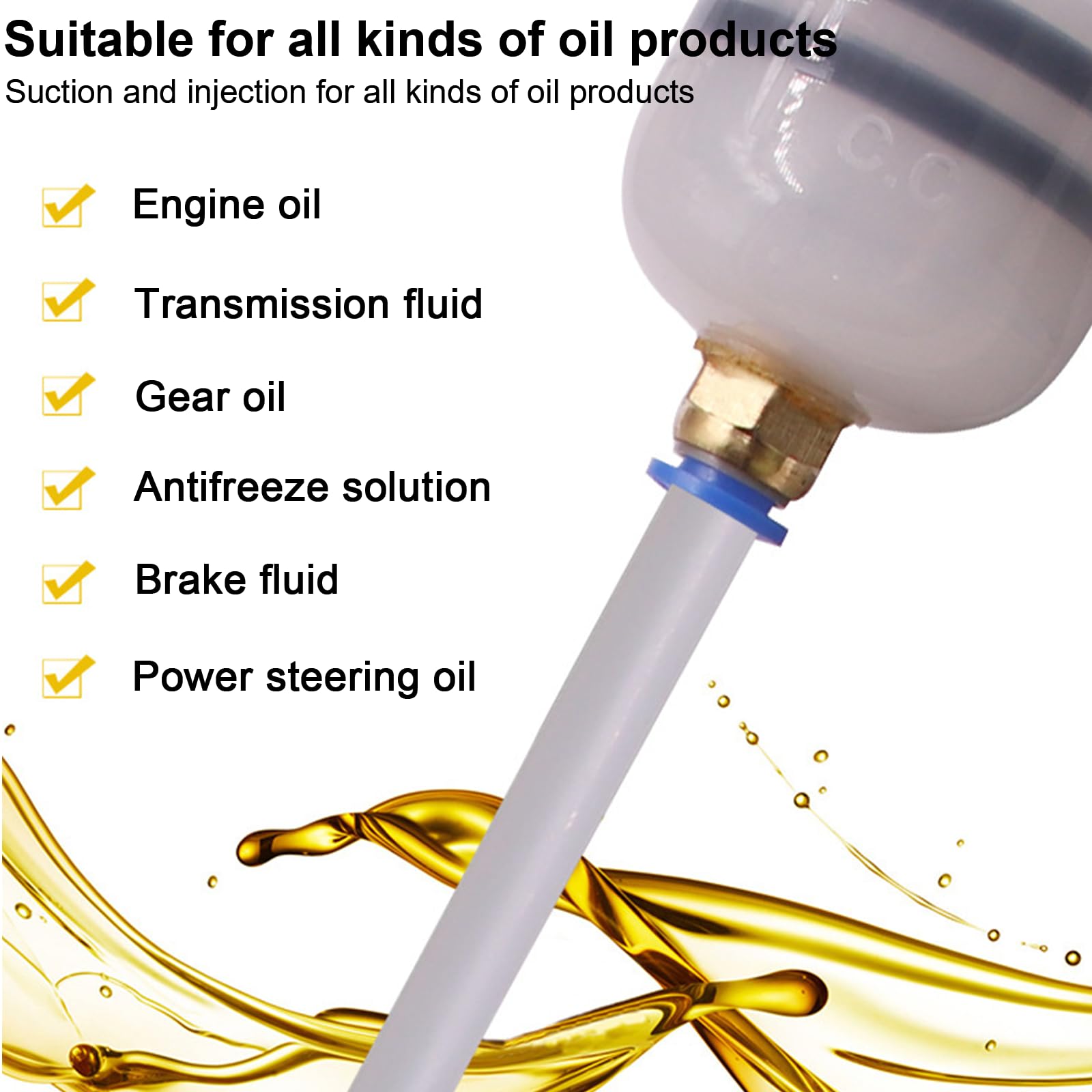 200cc Pompe Huile Vidange Seringue Plastique Seringue a Huile Grosse Seringue Seringue Huile Kit Purge Frein Moto Convient à une Large Gamme d'Applications et à une Large Gamme de Véhicules