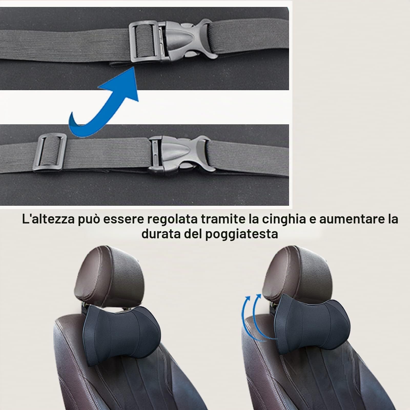 ZATOOTO Cuscino Auto Collo Pillow Memory Foam Supporto Testa Seggiolino Auto Per la Guida, Confortevole Traspirante, Nero