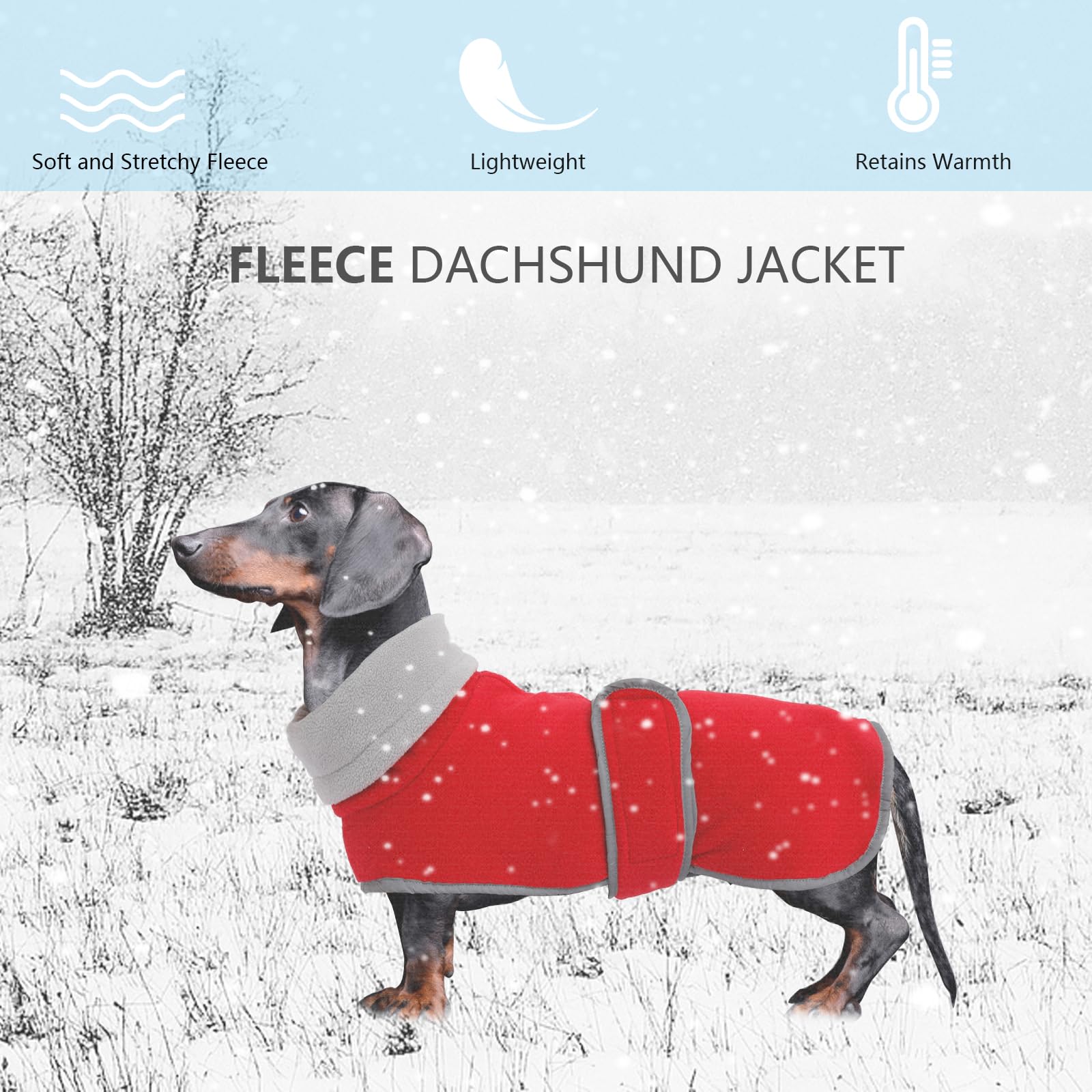 Warme thermische gewatteerde Dachshund-jas, hondenwinterjas met warme fleecevoering, outdoor hondenkleding met verstelbare banden voor honden - Marineblauw - M