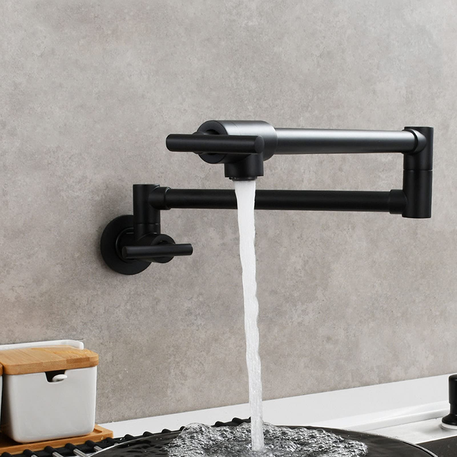 Grifo para cocina de latón macizo de dos manijas y montaje empotrado