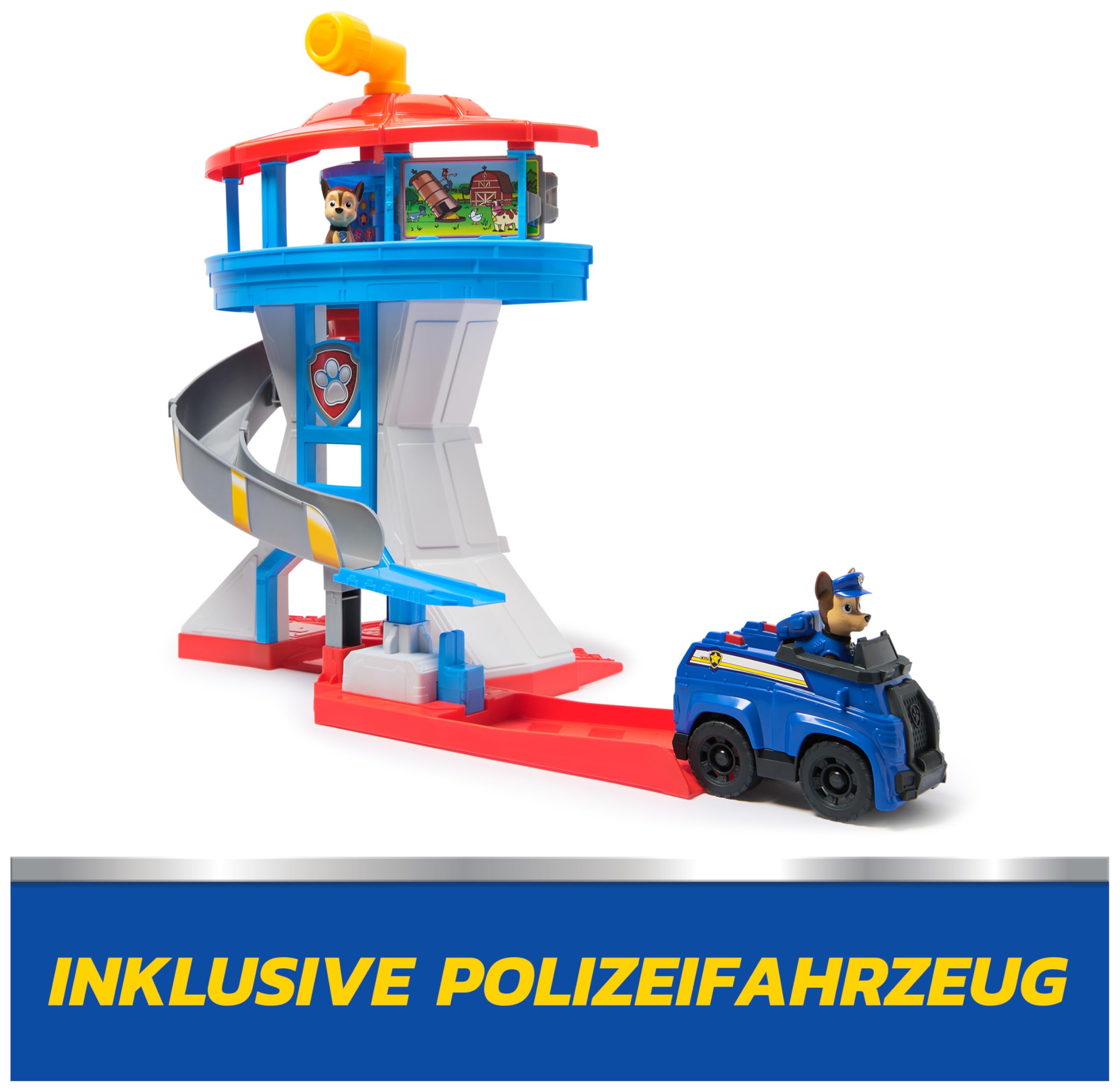 PAW PATROL - Lookout Tower, über 50 cm hoch, Hauptquartier Spielset mit 1 Basis Polizei-Fahrzeug, 2 Chase Figuren und Zubehör, geeignet für Kinder ab 3 Jahren