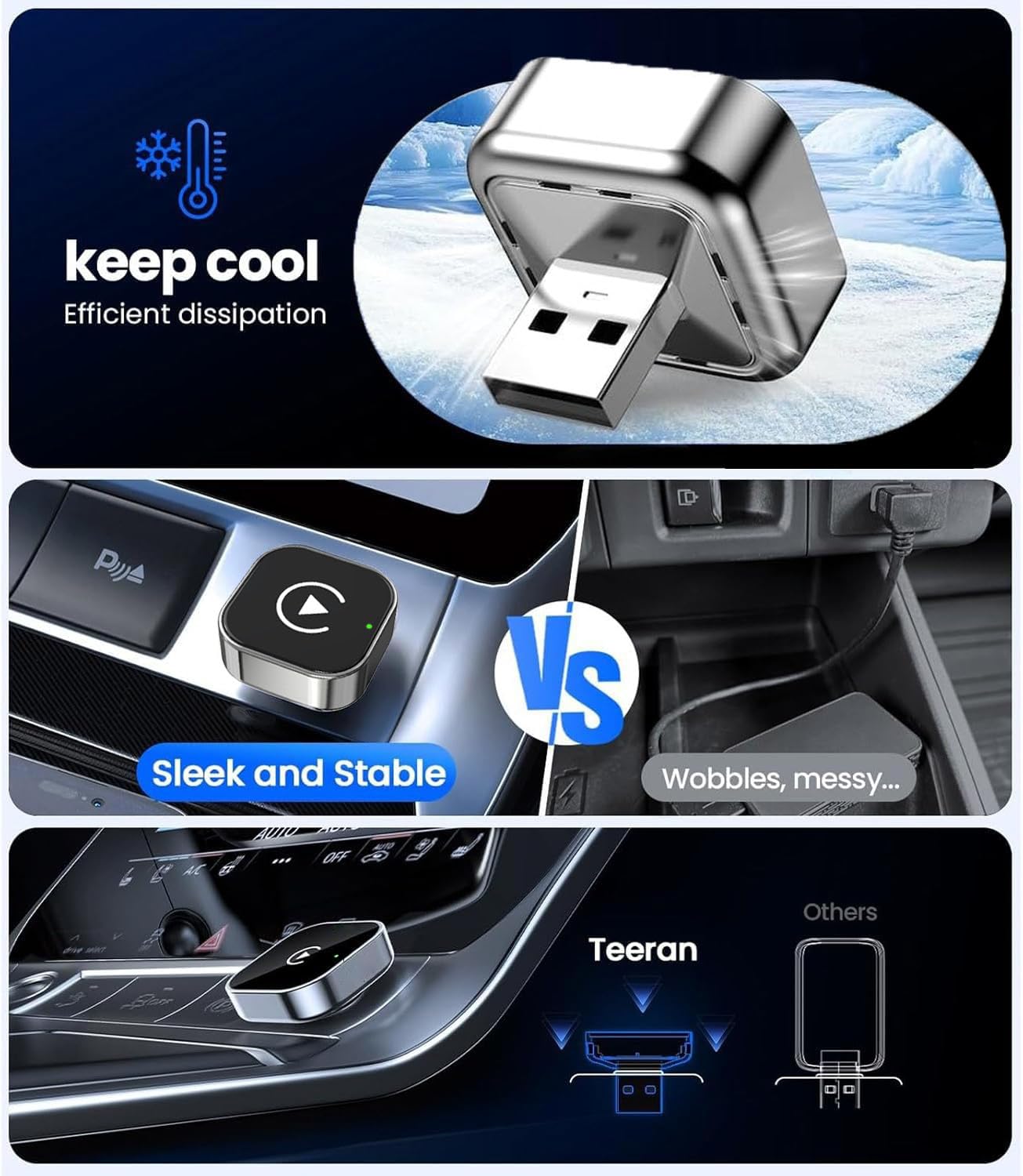 Adapter CarPlay Bezprzewodowy 2025 (2-w-1) - Bluetooth Przekształca Kablowe na Bezprzewodowy CarPlay dla iPhone/Android. Plug & Play, Aktualizacja OTA, Brak Opóźnień.