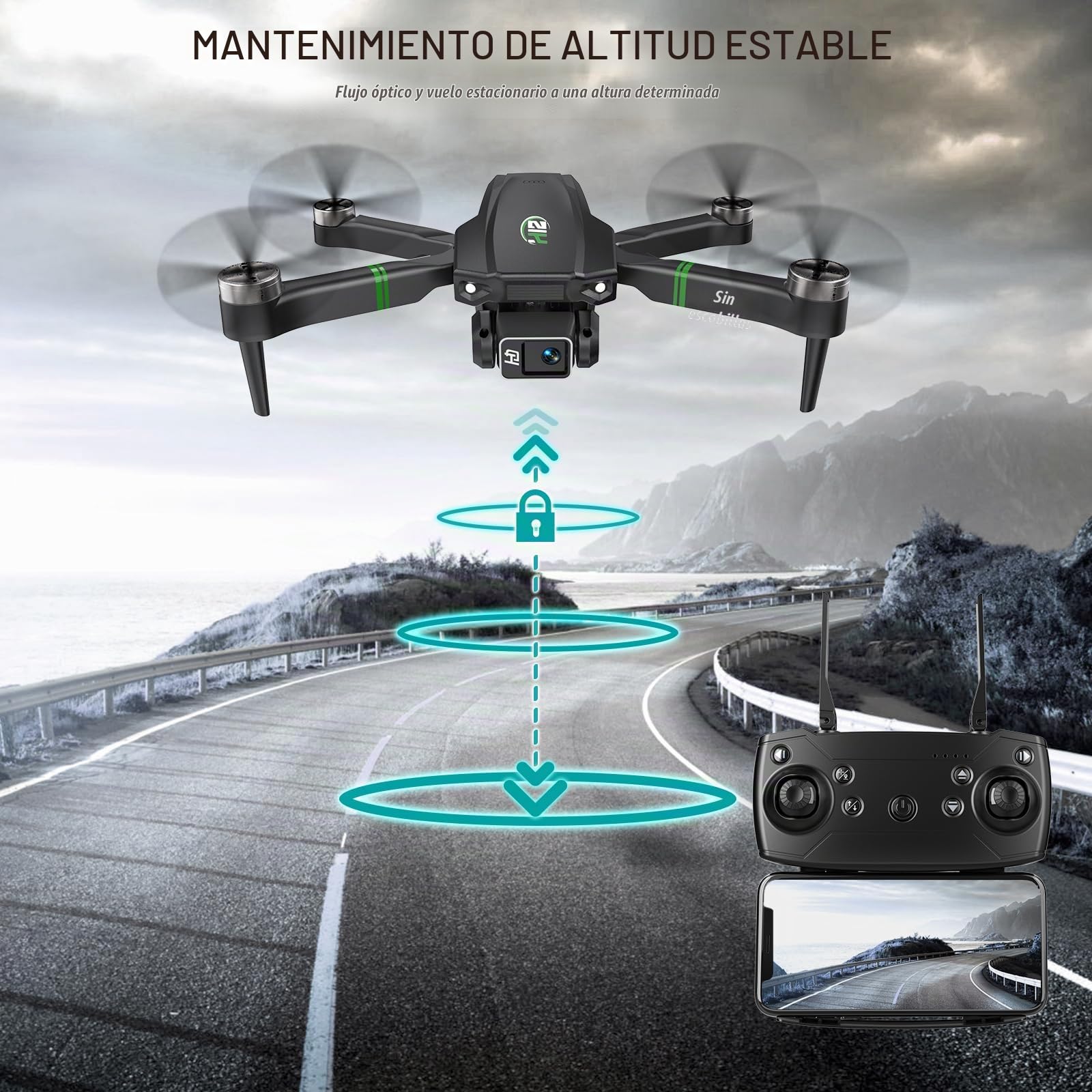Drones con Camara 1080P Adultos, Dron para Adultos/Niños 1080P Quadcopter RC Drones Plegable, Aterriza con Un Clic, 3D Flip. Regalos para Niñas/Niños, 3 Baterías
