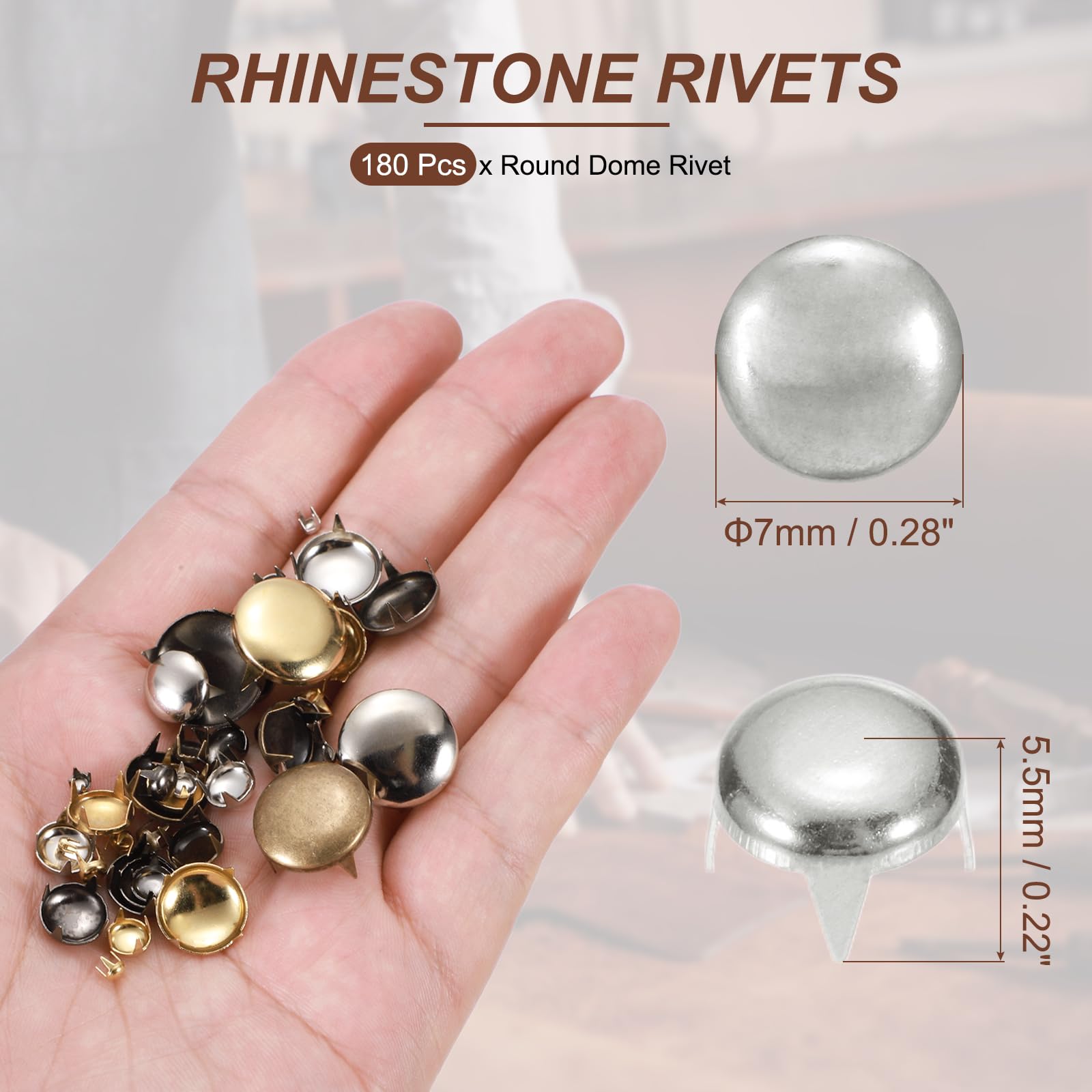 PATIKIL 7mm Round Dome Rivet - Image 2