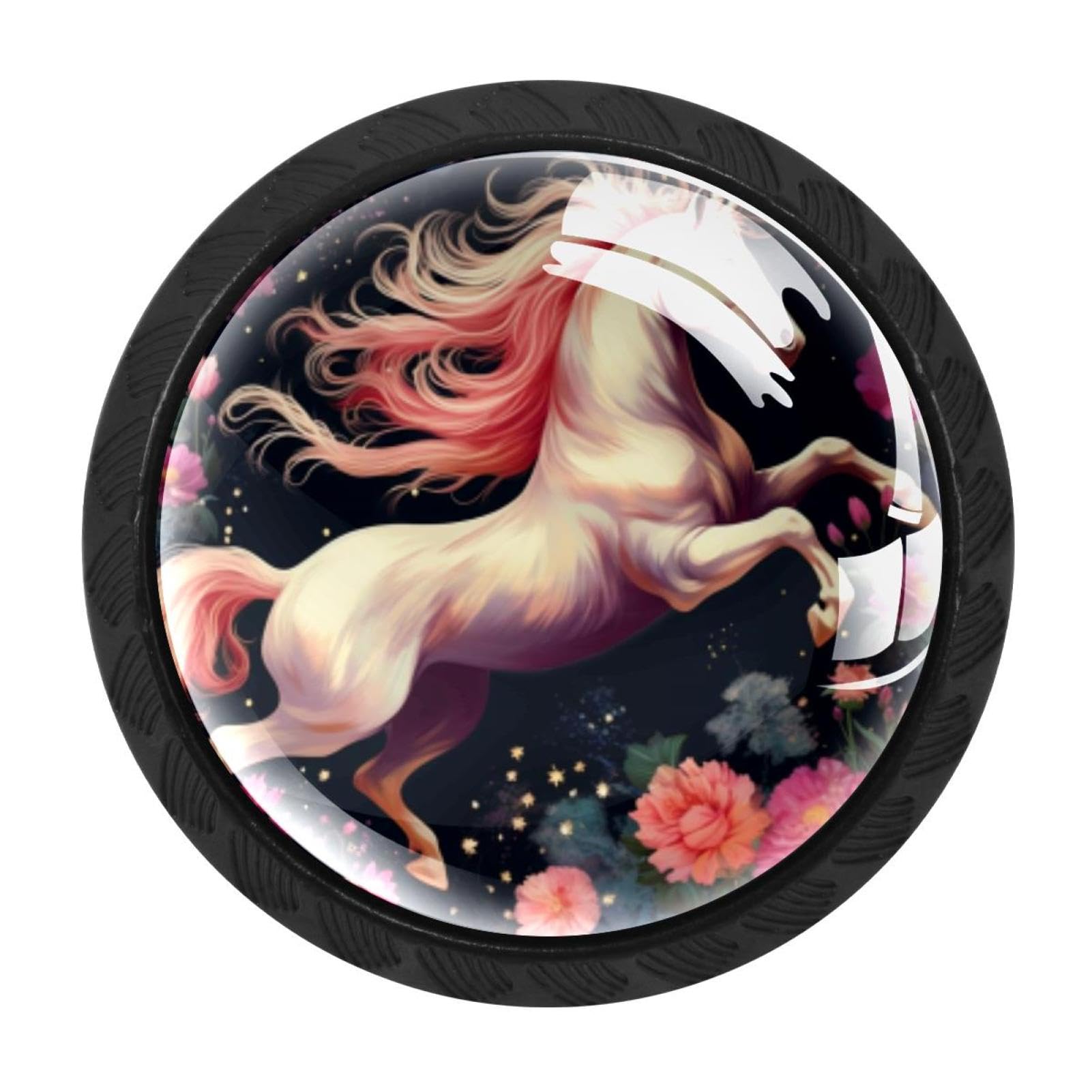 CHENZZZZ Unicorn Drawer Knobs Pull Handle Crystal Glass Circle Shape Cabinet Drawer Pulls Cupboard Knobs with Screws for Kitchen Cupboard Dresser Wardrobe etc